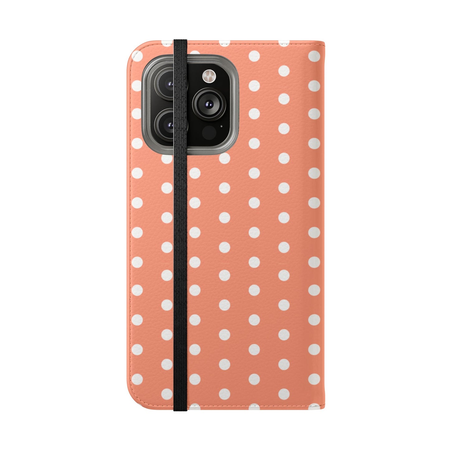 Polka Dot Flip Phone Case — Salmon Polka Dot Wallet Cover