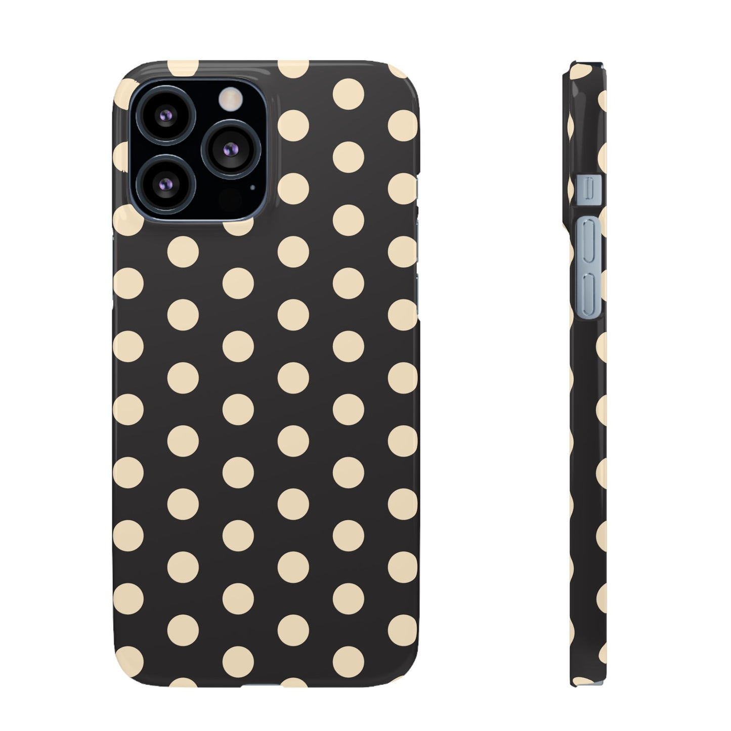 Polka Dot Snap Phone Case — Classic Black & Cream Retro Dots