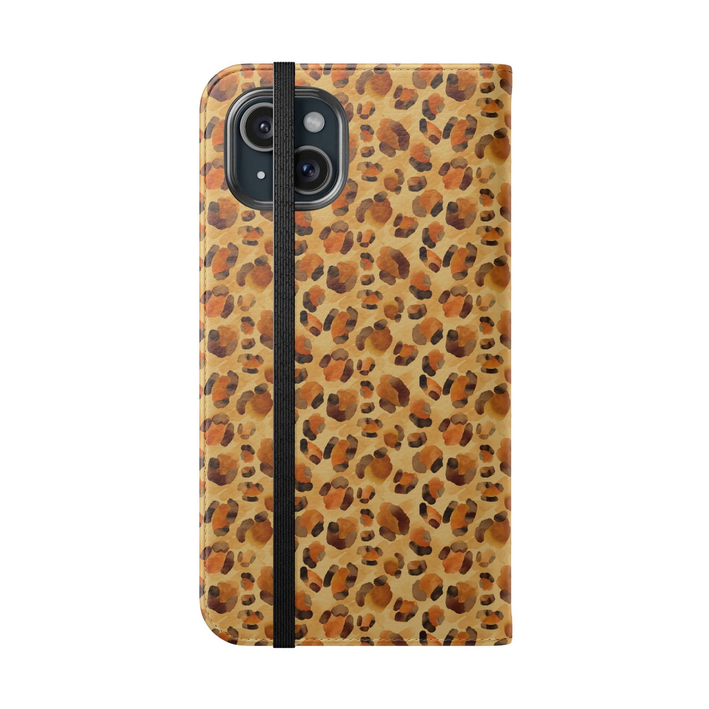 Leopard Print Flip Phone Case — Cardholder Wallet Folio