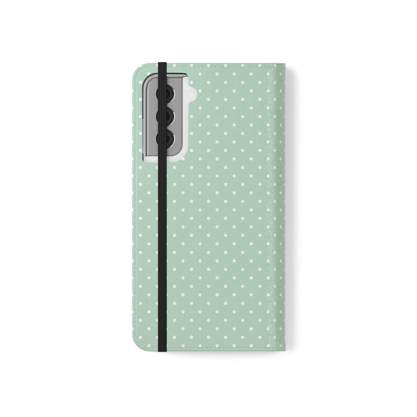 Polka Dot Flip Phone Case — Pastel Green-White Polka Dot Wallet Cover