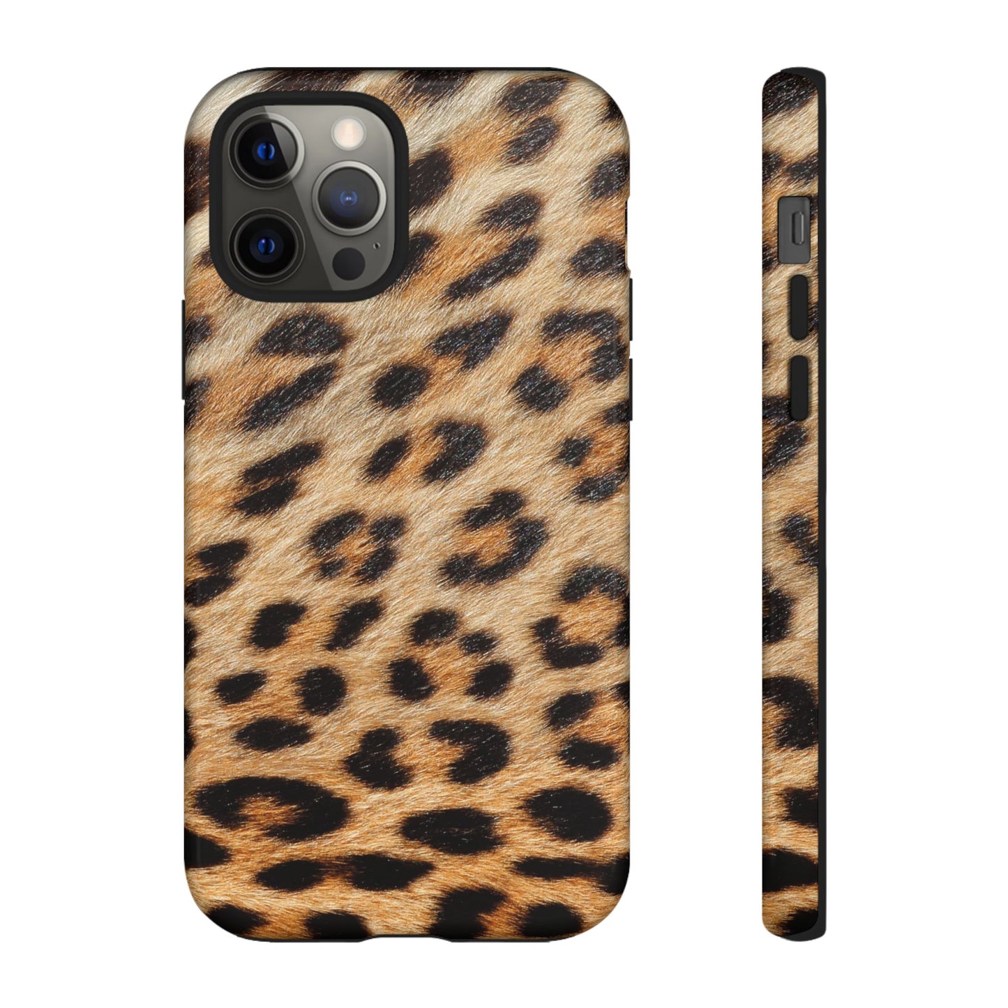 Leopard Print Tough Phone Case — Durable Protective Case with Wild Animal Fur Design