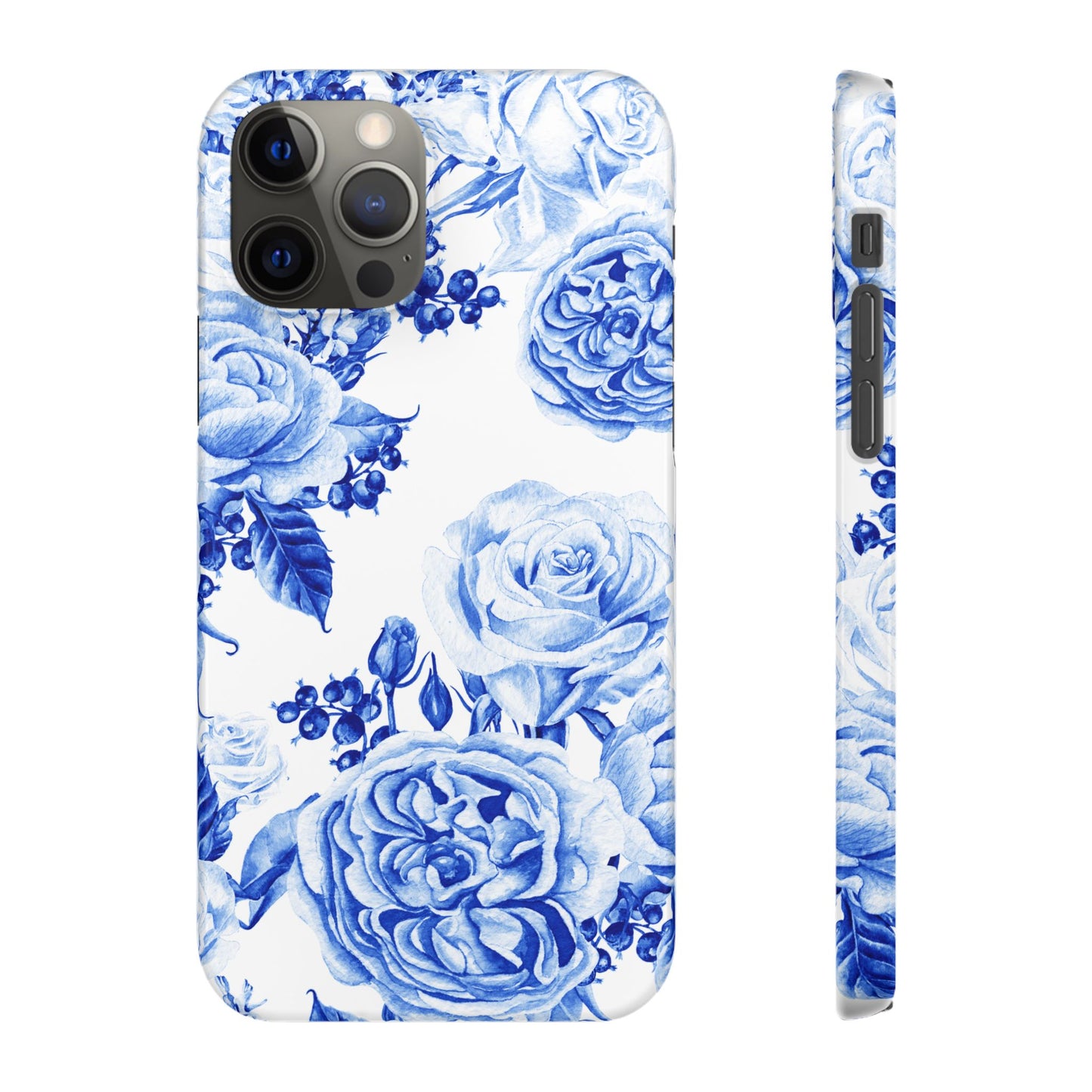 Blue Porcelain Floral Snap Phone Case — Vintage Rose Pattern