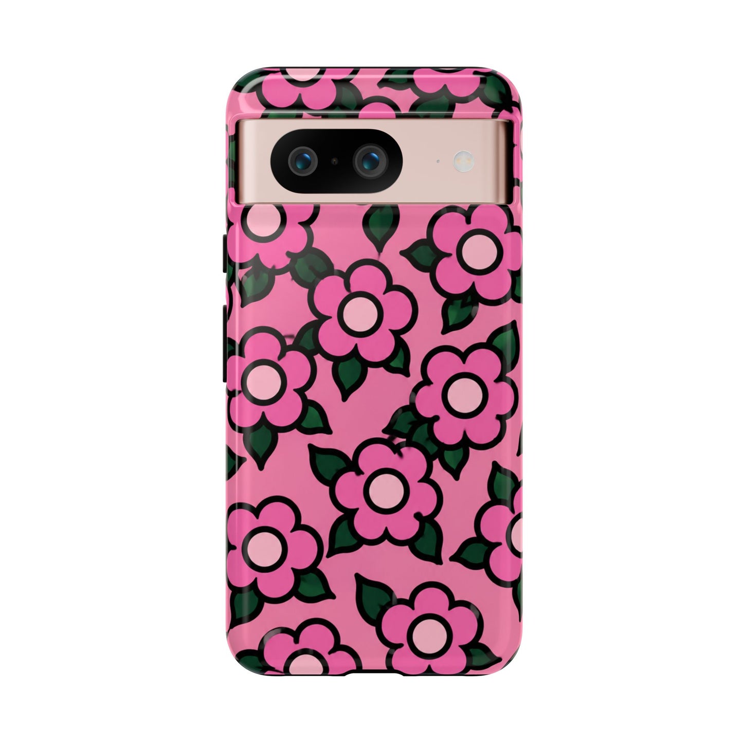 Pink Floral Tough Phone Case — Cute Retro Flower Protective Cover
