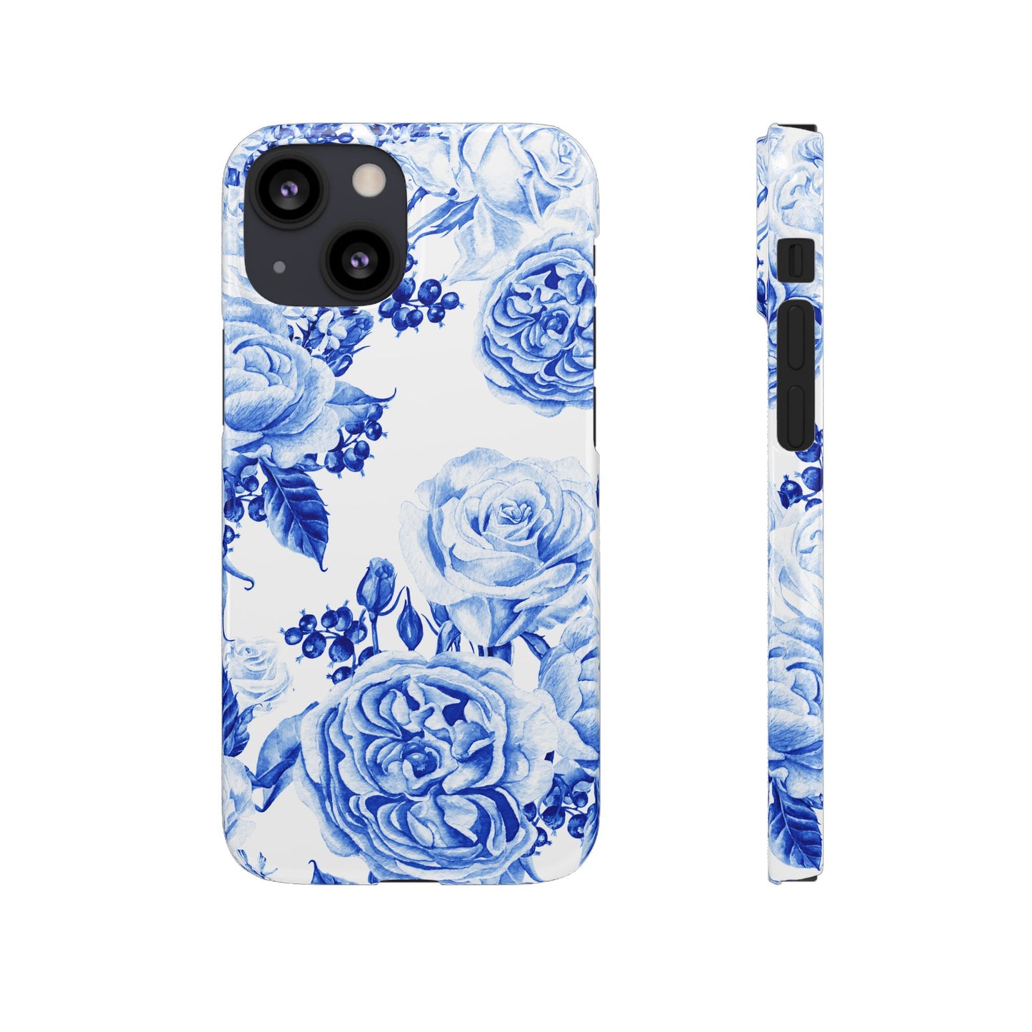 Blue Porcelain Floral Snap Phone Case — Vintage Rose Pattern
