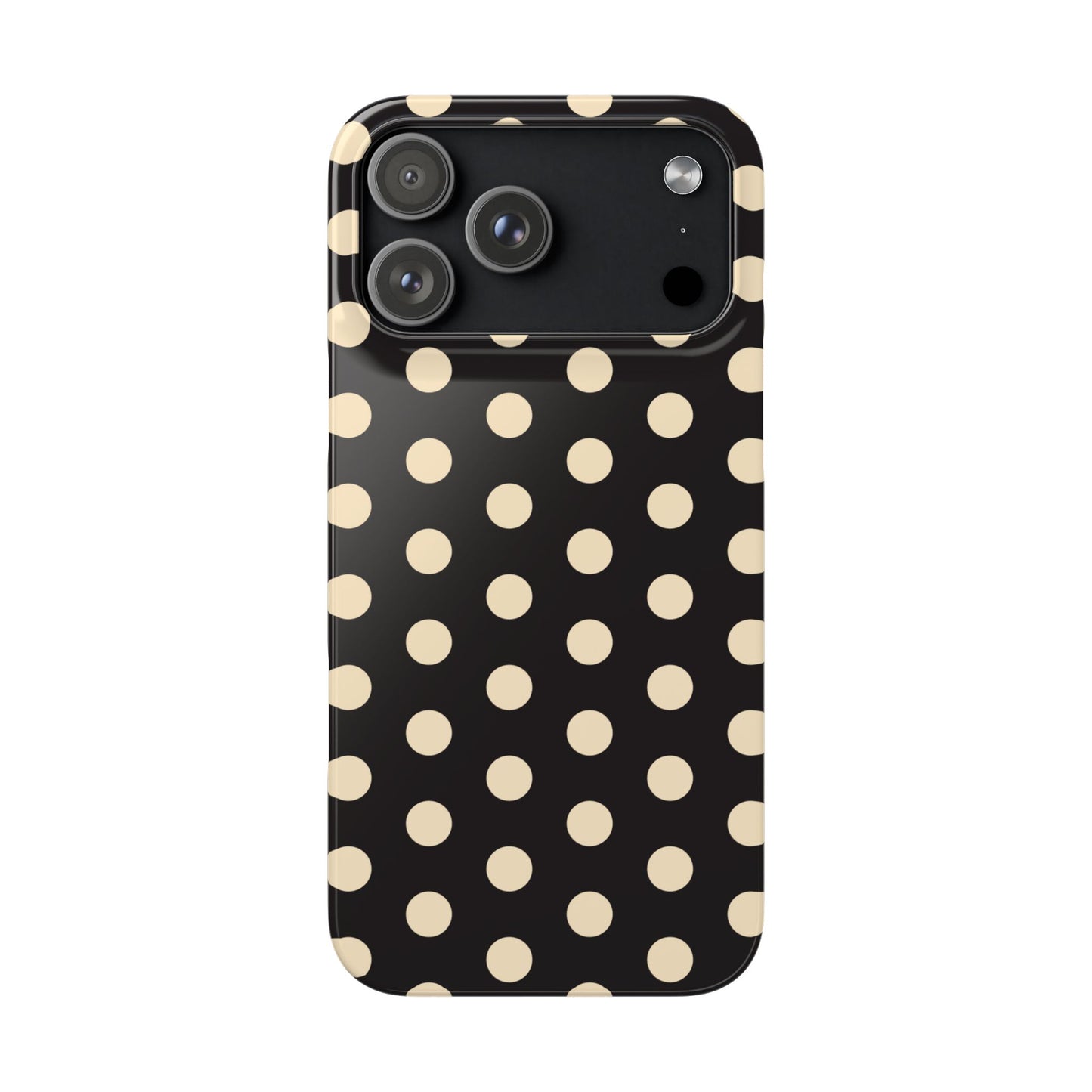 Polka Dot Snap Phone Case — Classic Black & Cream Retro Dots