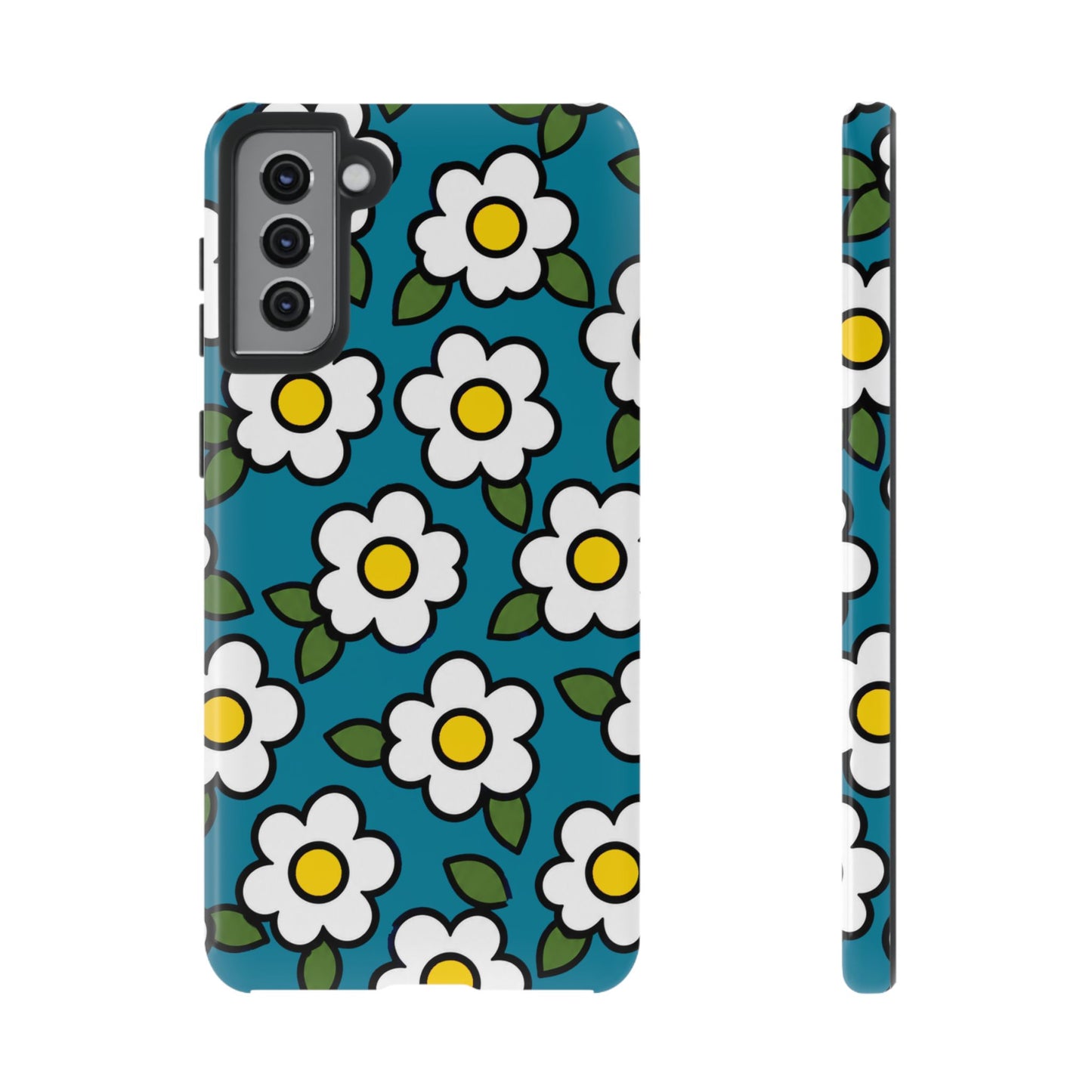Blue Daisy Tough Phone Case — Floral Protective iPhone Cover