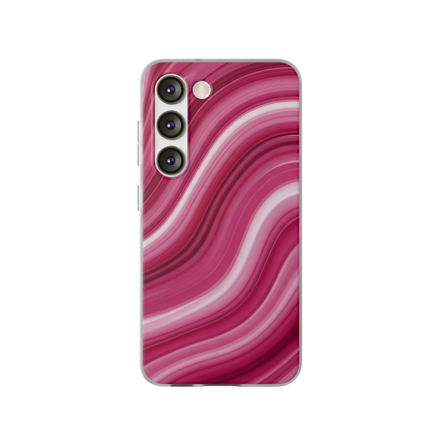 Pink Marble Wave Phone Case — Abstract Swirl Flexi Case for Apple iPhone, Samsung Galaxy.