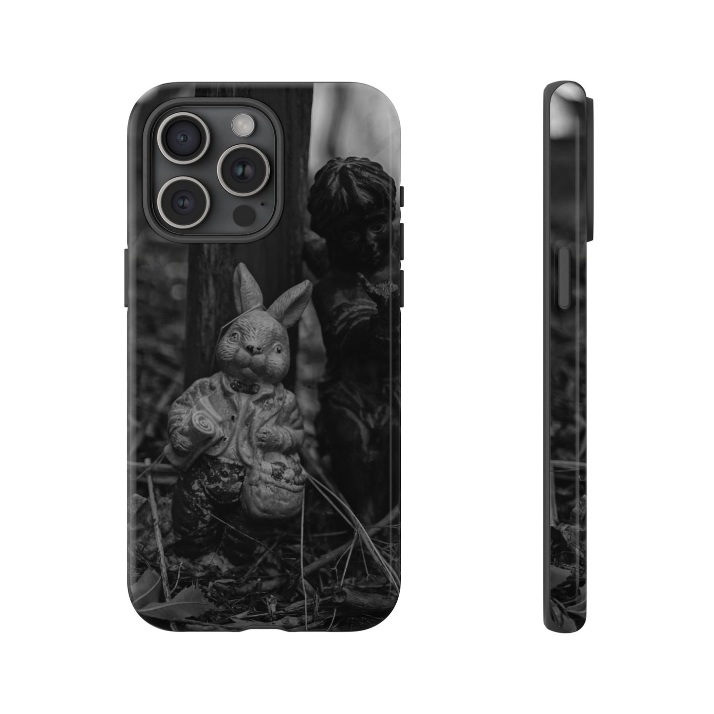Vintage Gothic Bunny Tough Phone Case — Dark Garden Statue Protective Cover