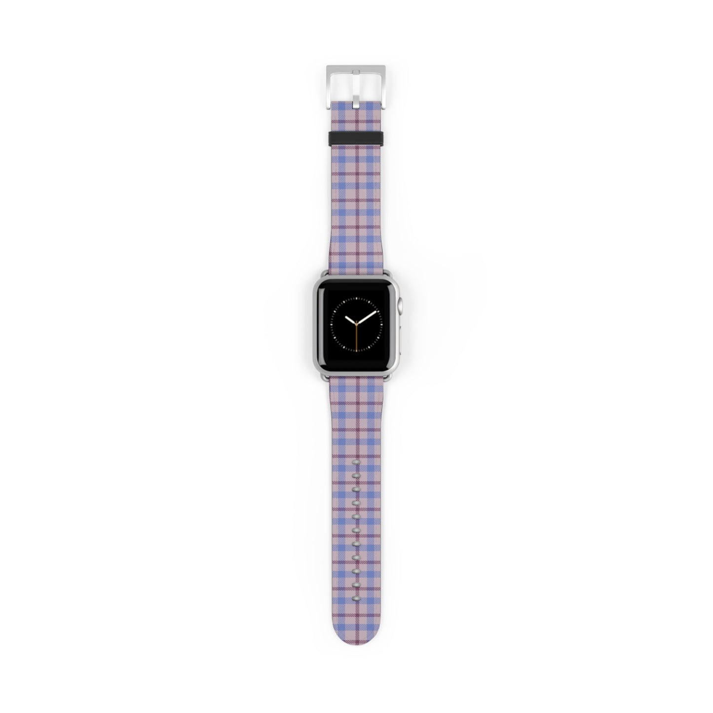 Lavender plaid Apple Watch band with pastel check pattern, cute watch band for women, faux leather strap, spring accessory