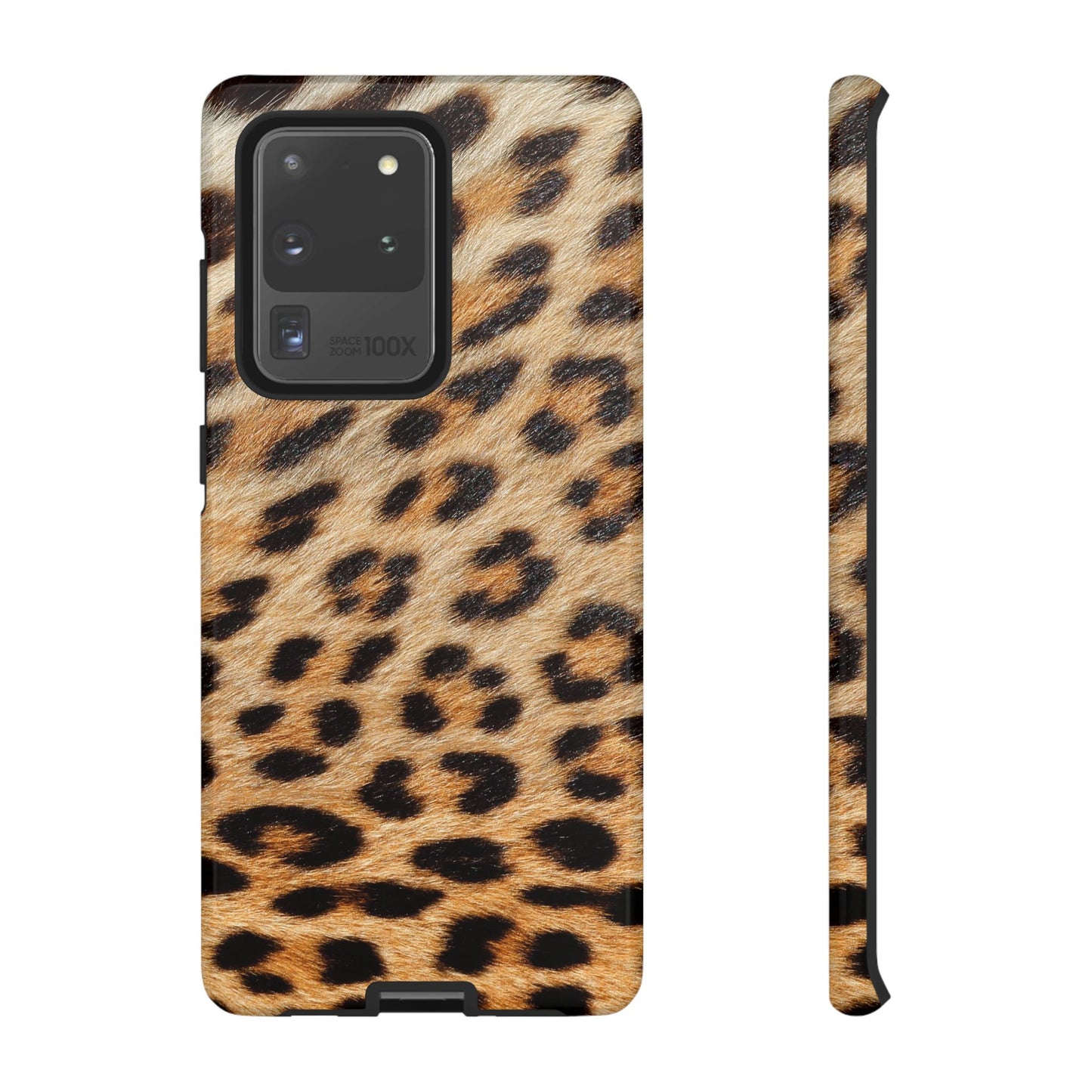 Leopard Print Tough Phone Case — Durable Protective Case with Wild Animal Fur Design