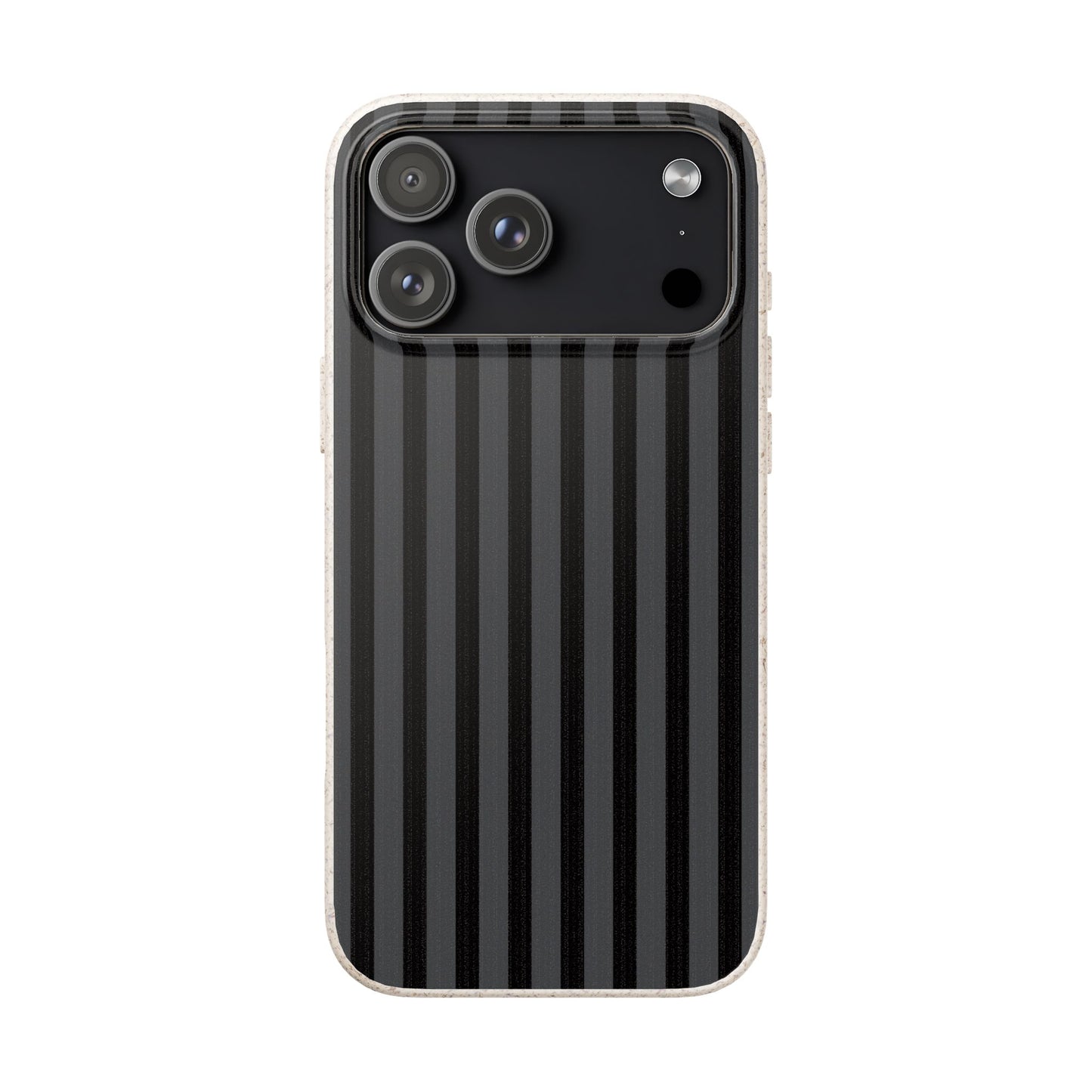 Biodegradable Black Vertical Stripe Phone Cover for Apple iPhone and Samsung Galaxy.