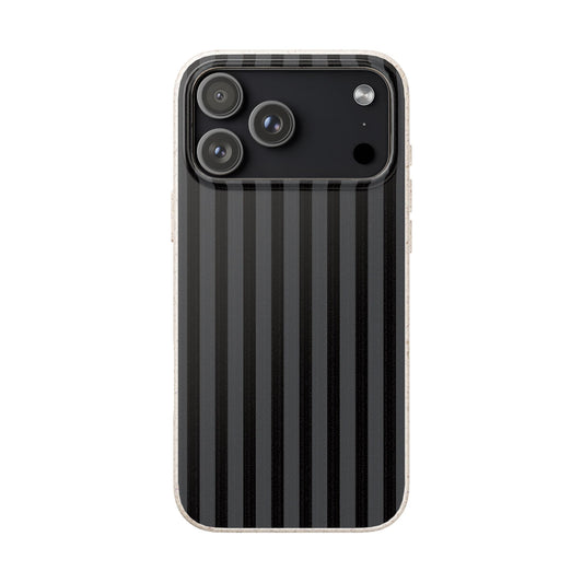 Biodegradable Black Vertical Stripe Phone Cover for Apple iPhone and Samsung Galaxy.