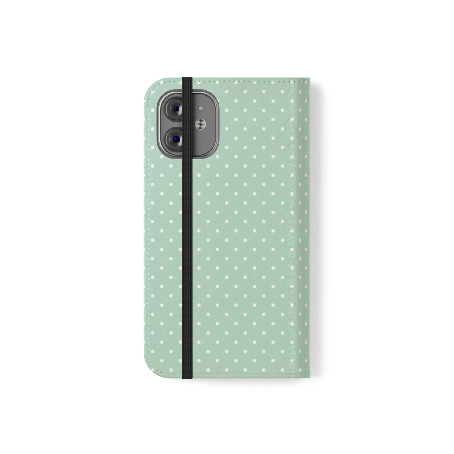 Polka Dot Flip Phone Case — Pastel Green-White Polka Dot Wallet Cover