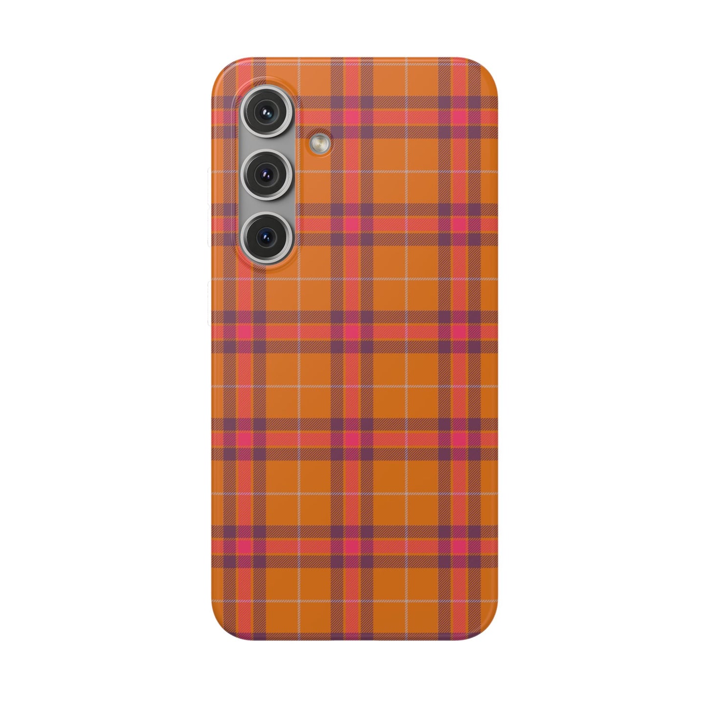 Orange Plaid Flexi Phone Case for Apple iPhone and Samsung Galaxy.