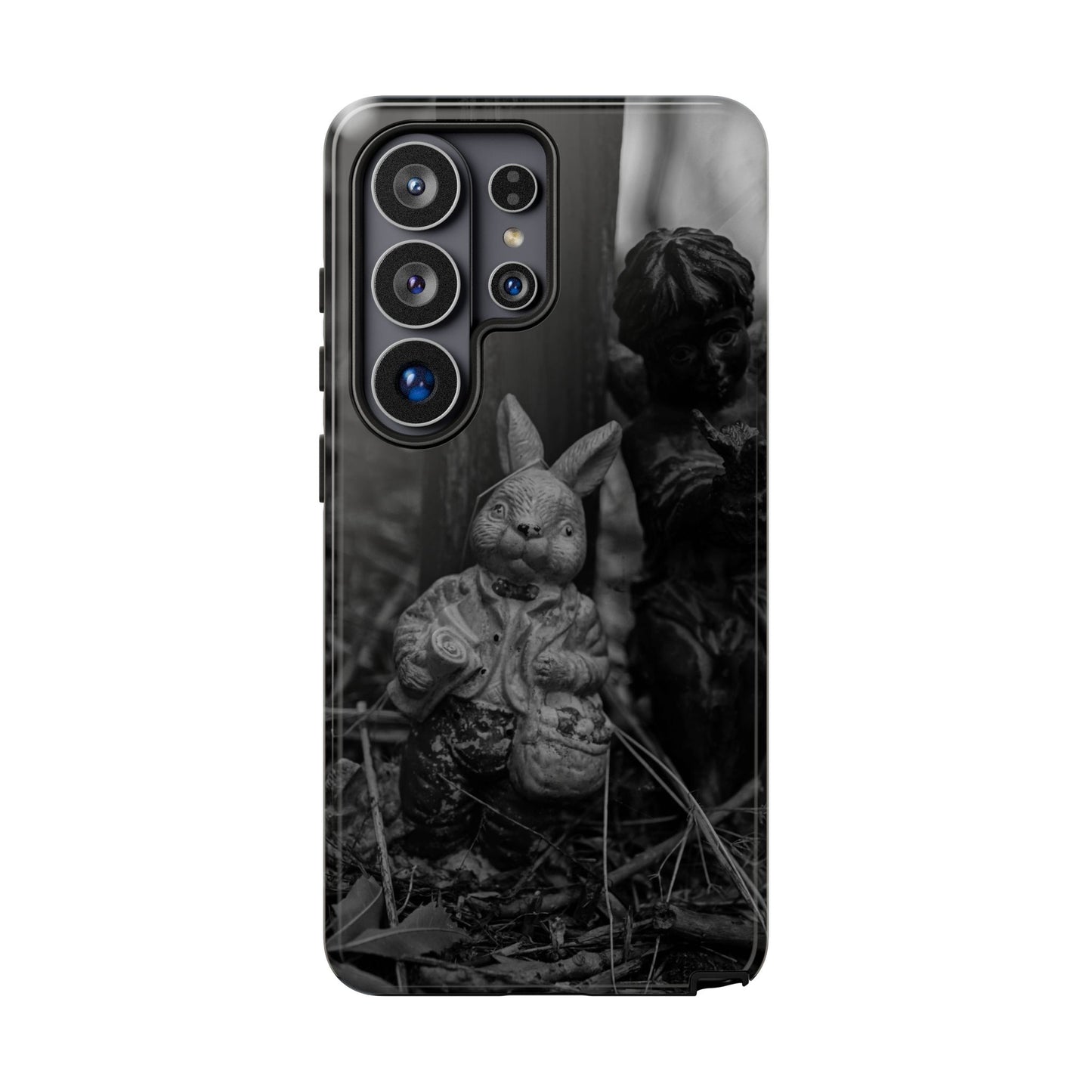 Vintage Gothic Bunny Tough Phone Case — Dark Garden Statue Protective Cover