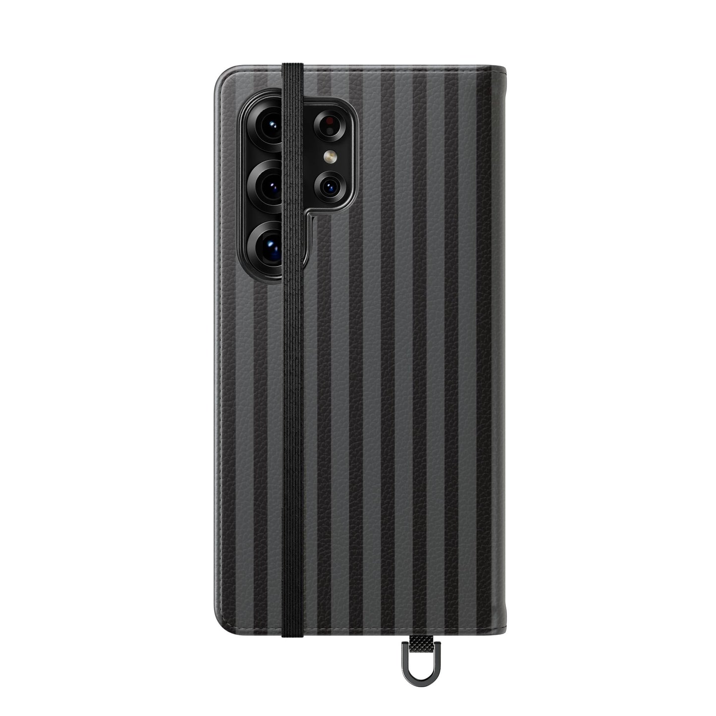 Striped Gray Flip Phone Case — Wallet Flip Case with Card Slots