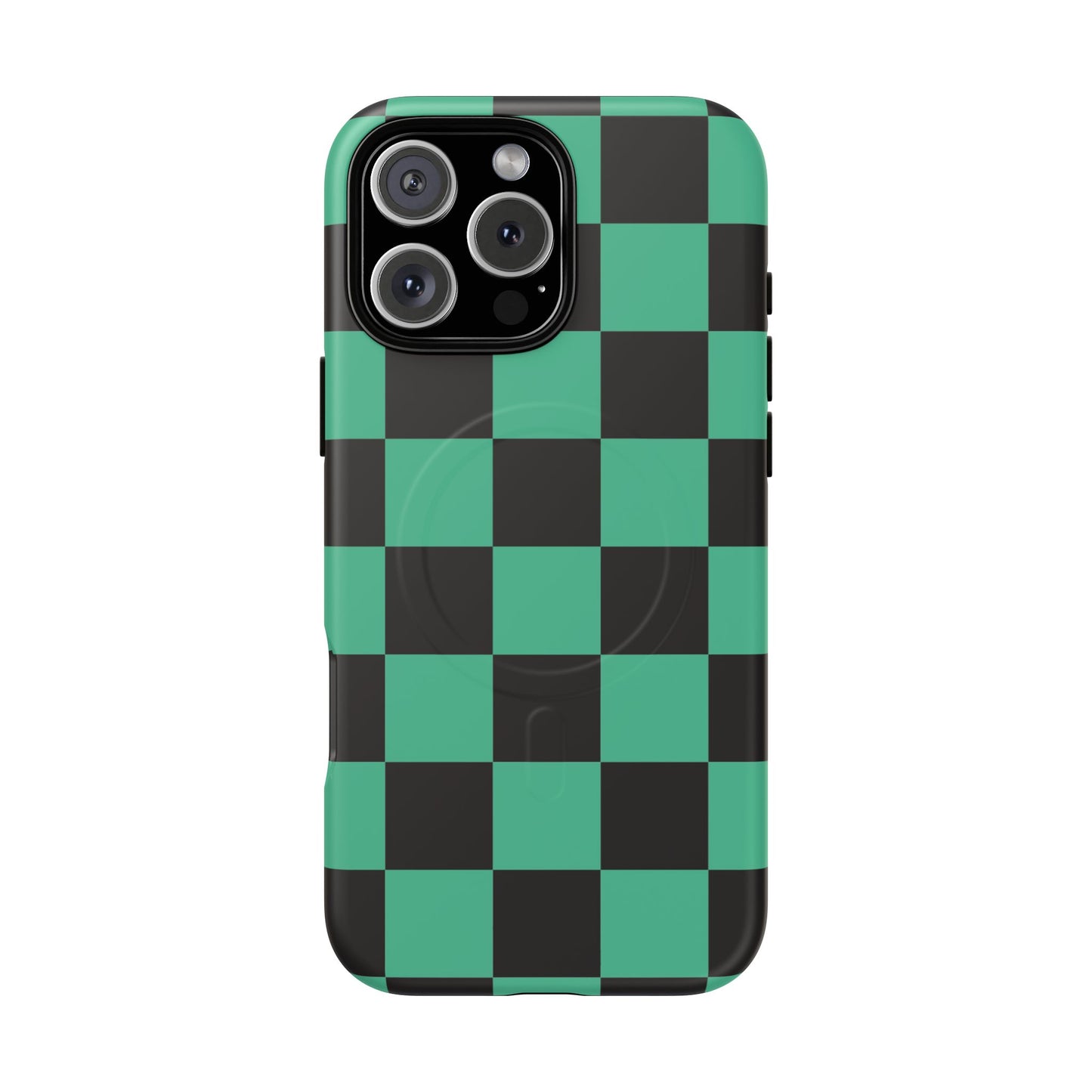 Tanjiro Magnetic Phone Case — Green and Black Chequered Tough Protective MagSafe Case