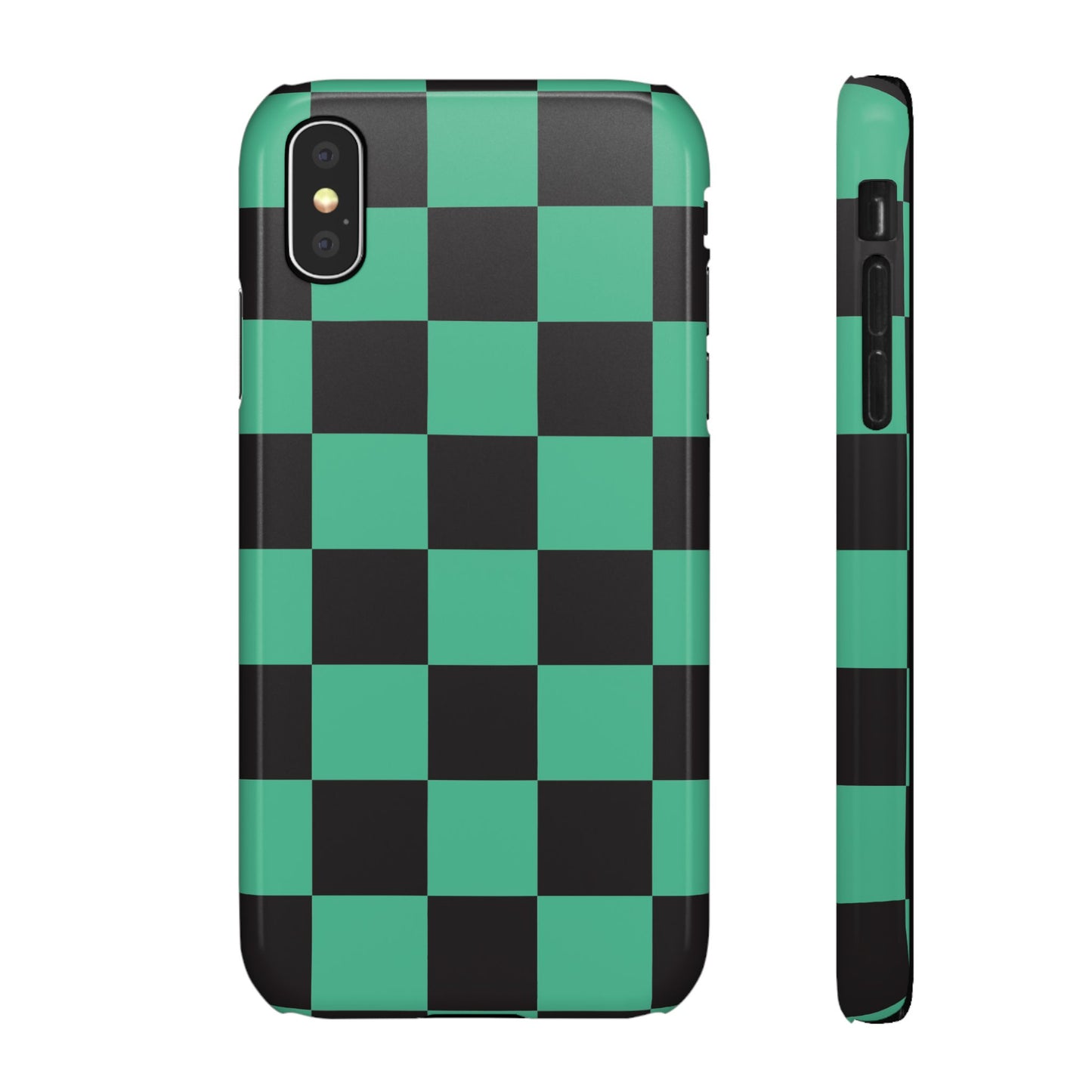 Checkered Teal Snap Case — Black & Teal Phone Cover
