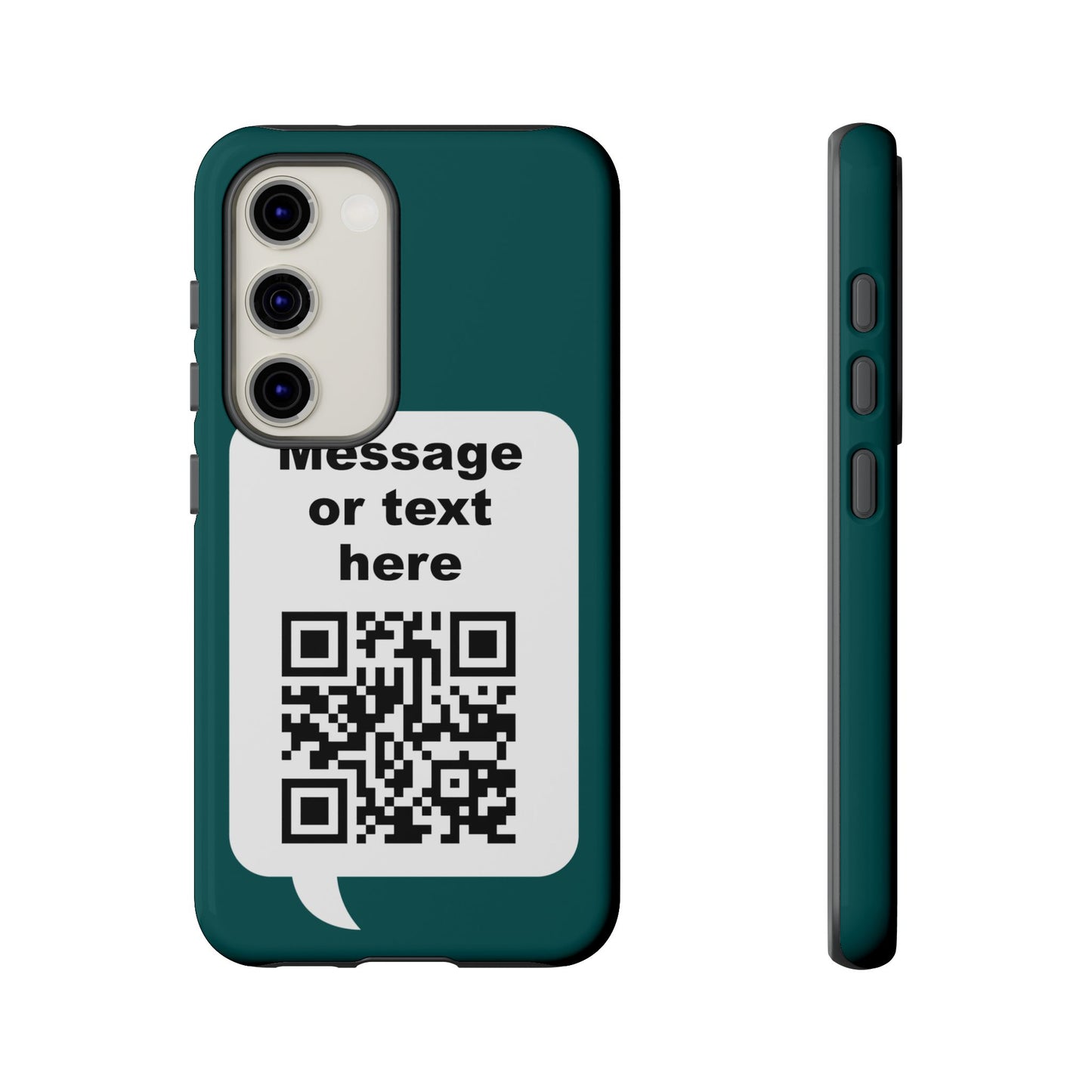 Custom QR Code Tough Phone Case — "Custom text" Contact Case