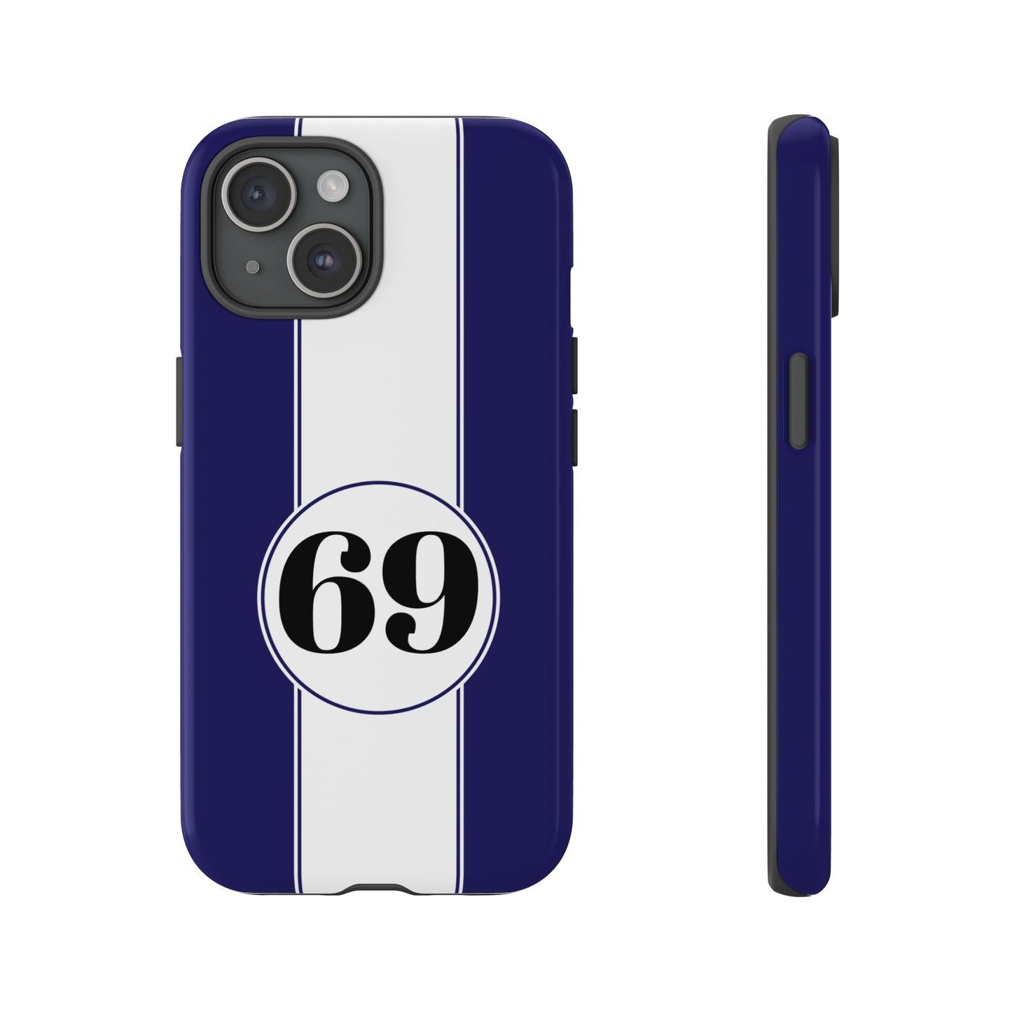 Custom Number Racing Stripe Tough Phone Case for Apple iPhone, Samsung Galaxy and Google Pixel.