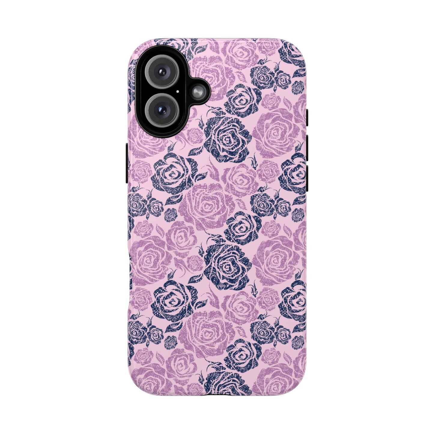 Floral Rose Tough Phone Case — Pink & Slate Rose Pattern