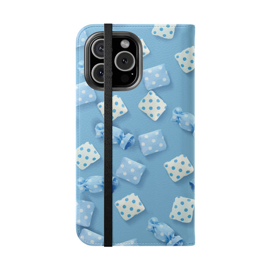Pastel Blue Fabric Candy Flip Phone Case — Candy Wallet Cover