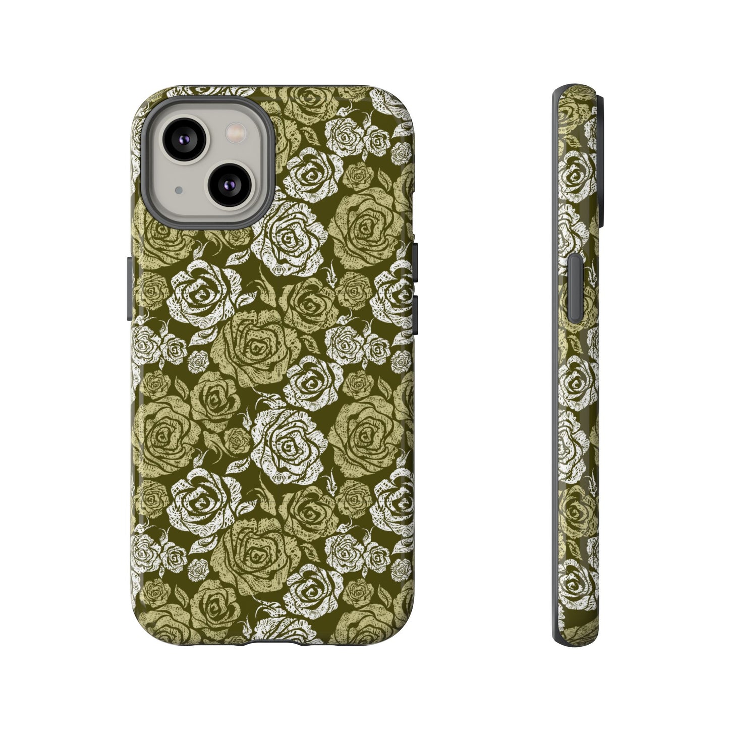Floral Olive Rose Pattern Tough Phone Case