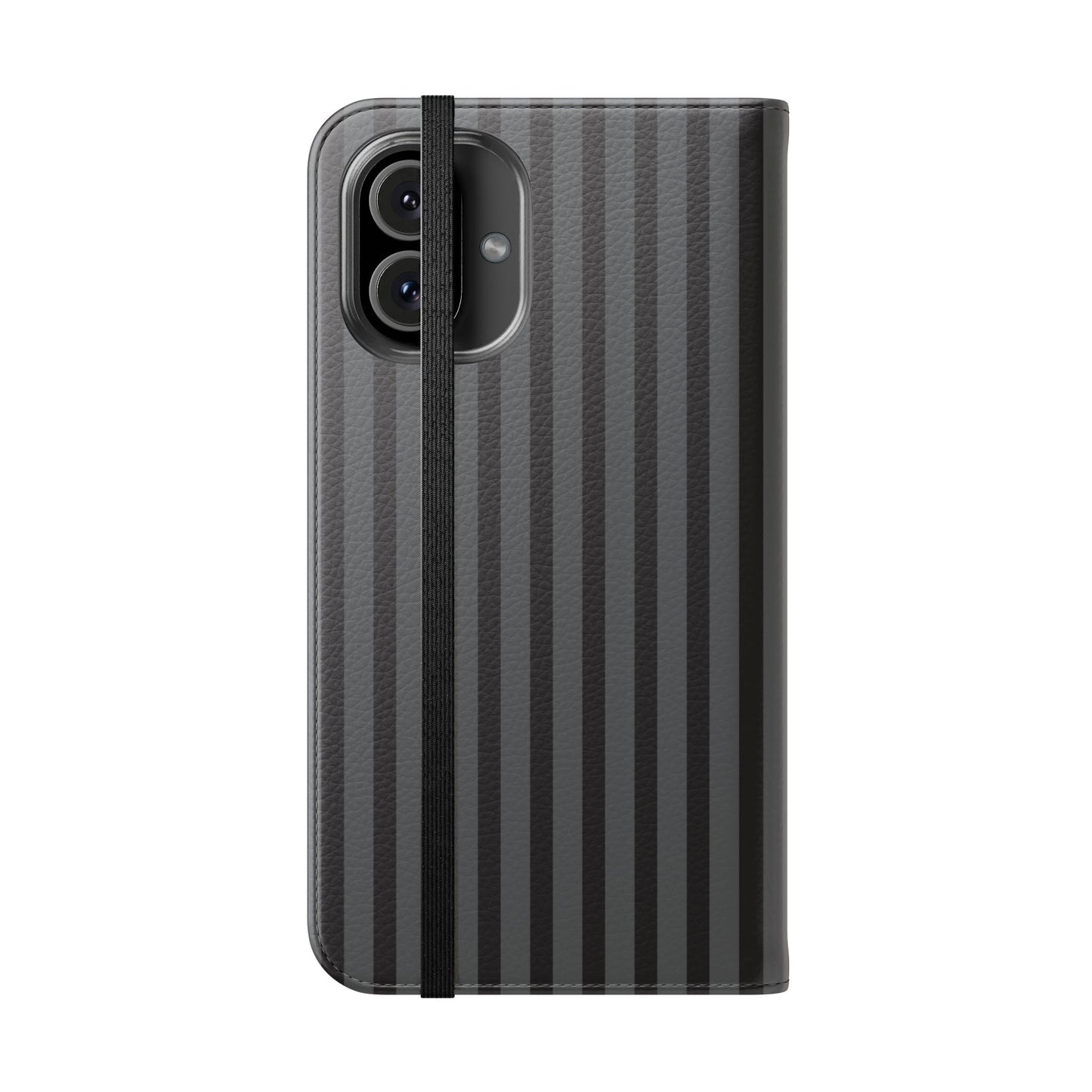 Striped Gray Flip Phone Case — Wallet Flip Case with Card Slots