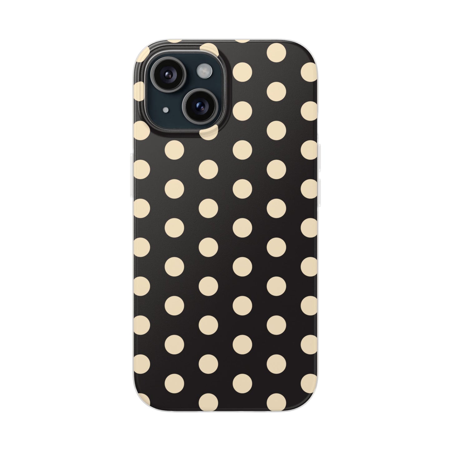 Black & Cream Retro Polka Dot Flexi Case for Apple iPhone, Samsung Galaxy.