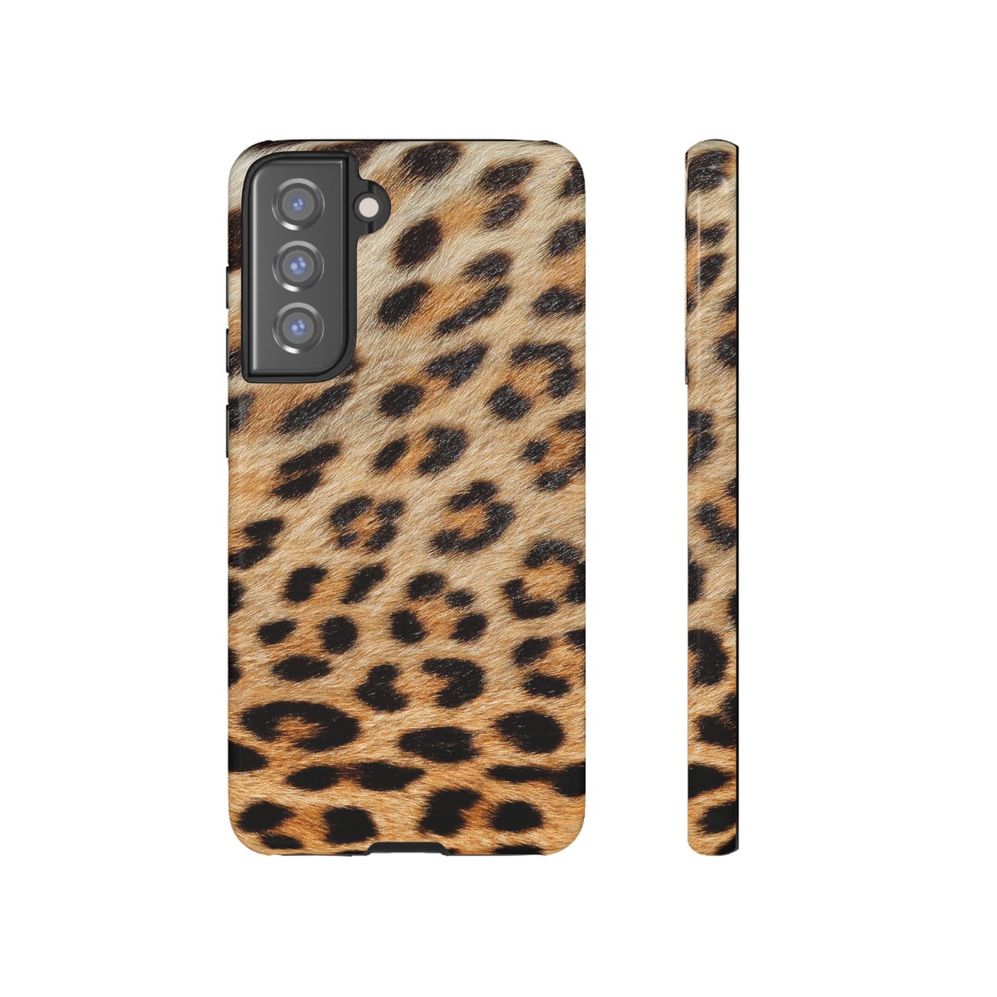 Leopard Print Tough Phone Case — Durable Protective Case with Wild Animal Fur Design