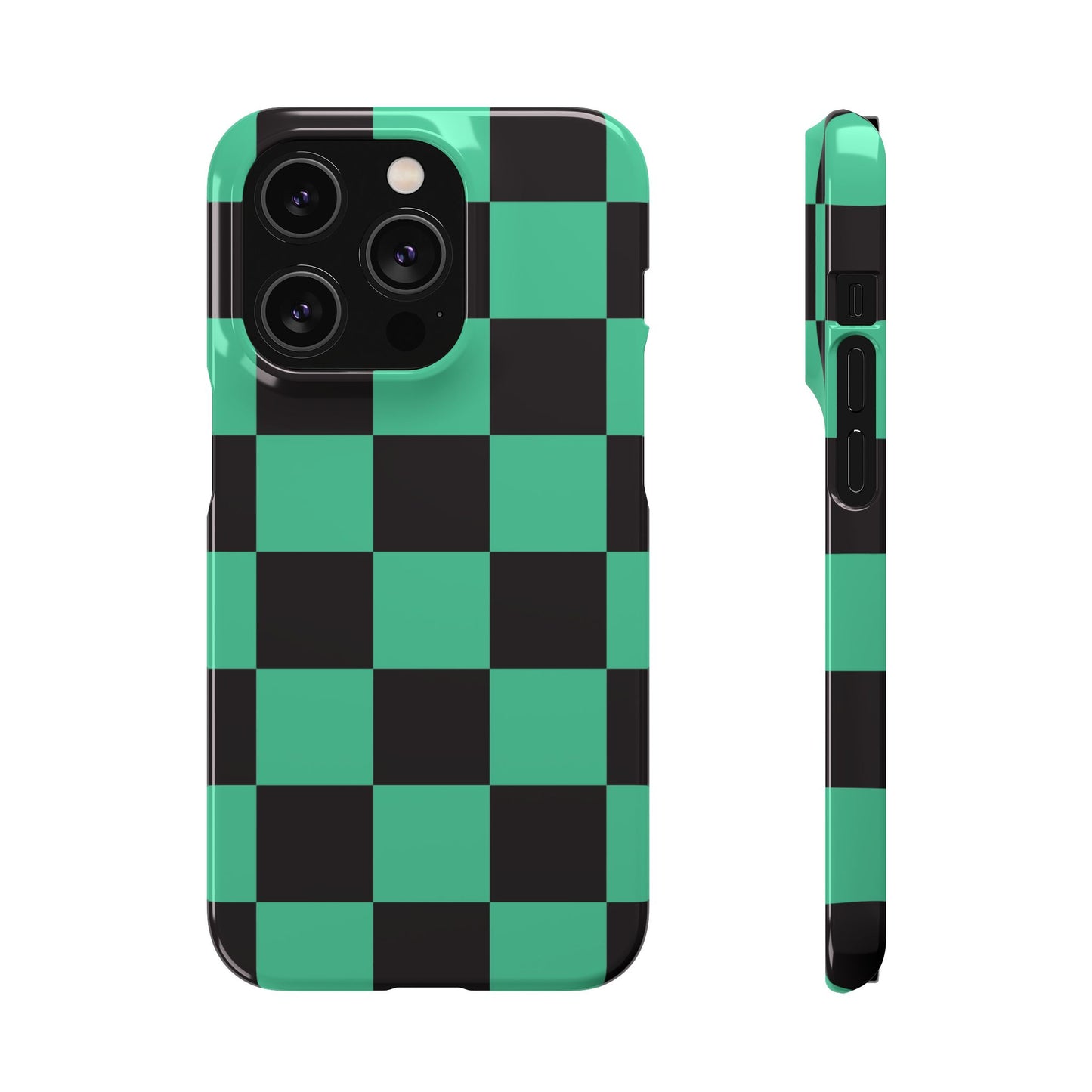 Checkered Teal Snap Case — Black & Teal Phone Cover