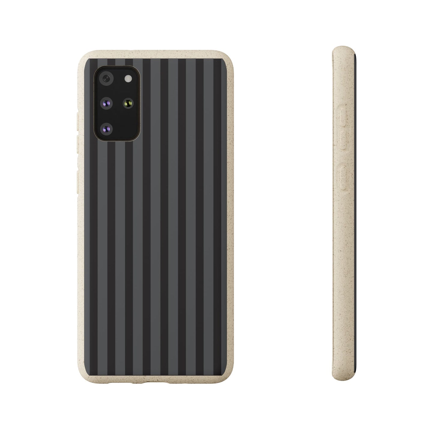 Biodegradable Black Vertical Stripe Phone Cover for Apple iPhone and Samsung Galaxy.