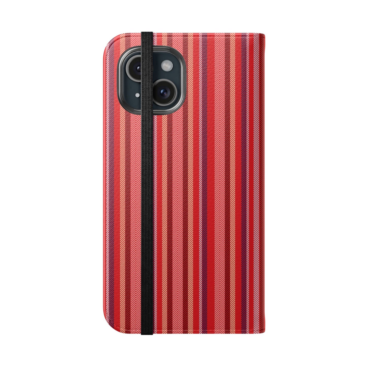 Red Stripe Flip Phone Case – Protective Wallet Folio with Card Slots