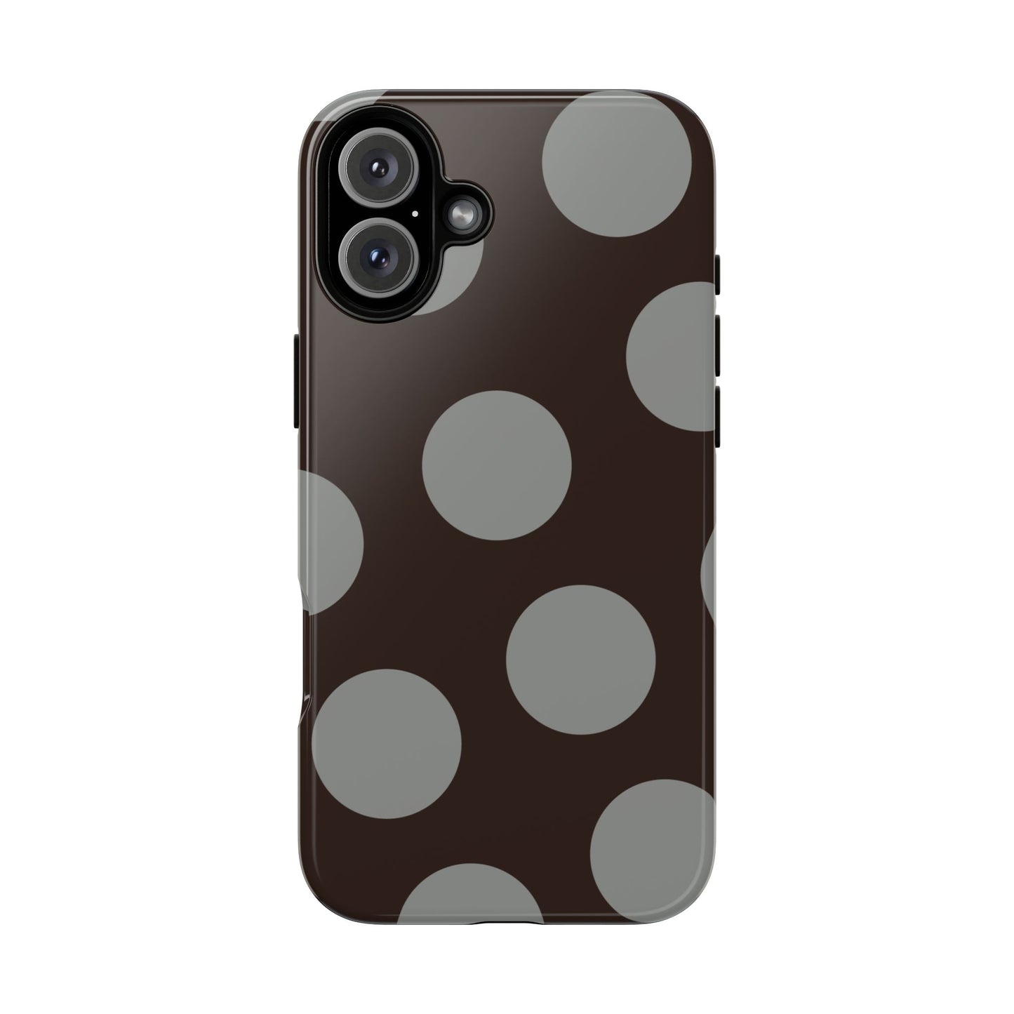 Polka Dot Tough Phone Case – Brown & Gray Retro Dot Protective Cover