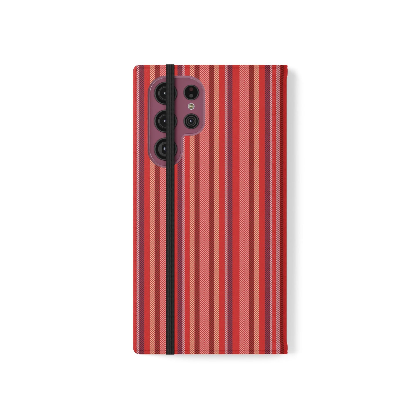 Red Stripe Flip Phone Case – Protective Wallet Folio with Card Slots