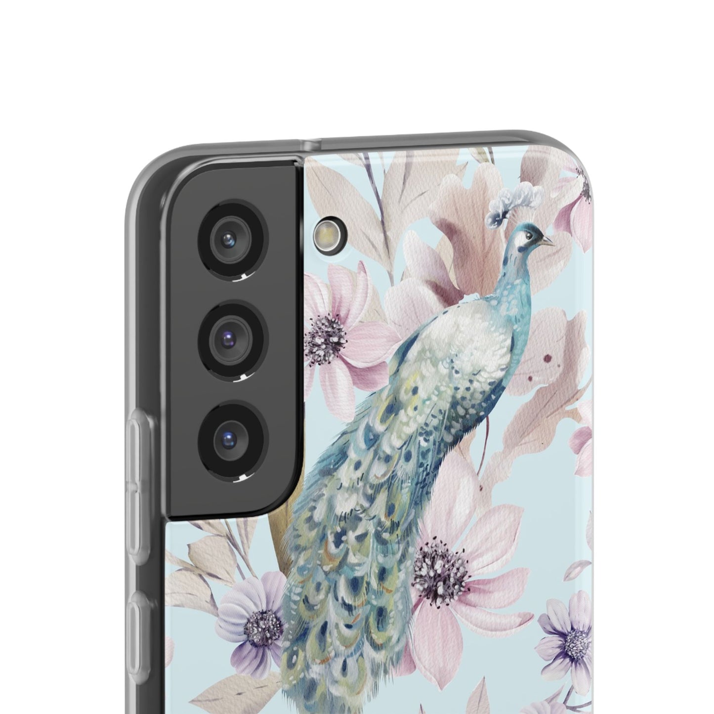 Peacock Floral Phone Case — Pastel Watercolor Bird Slim Case