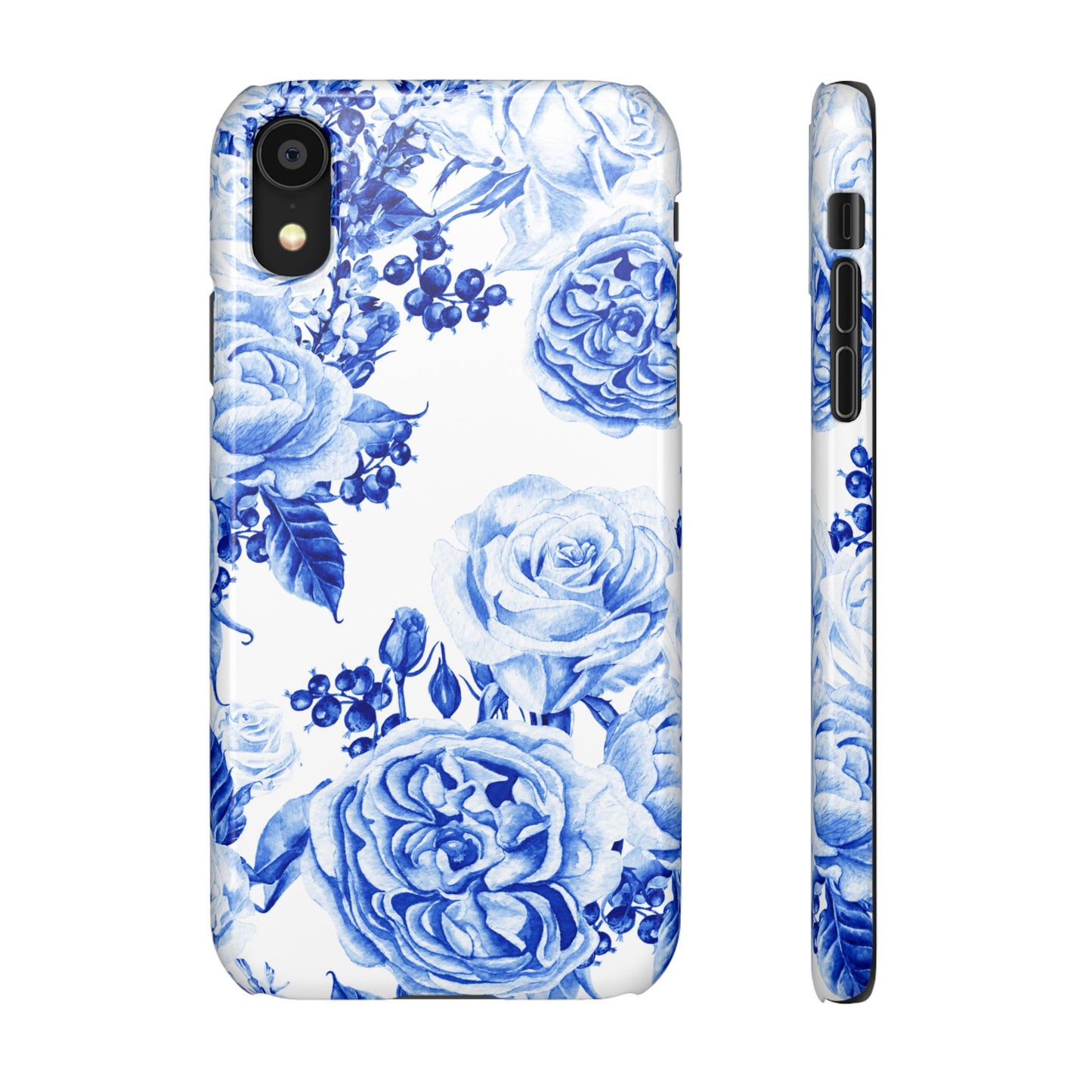 Blue Porcelain Floral Snap Phone Case — Vintage Rose Pattern