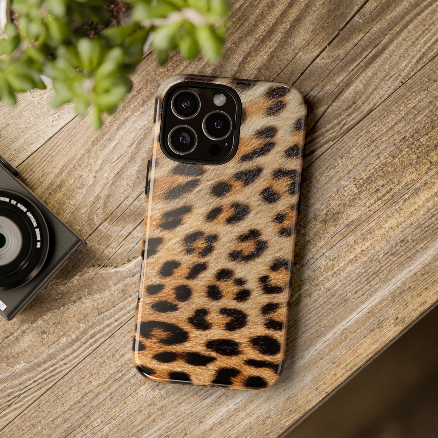 Leopard Print Tough Phone Case — Durable Protective Case with Wild Animal Fur Design