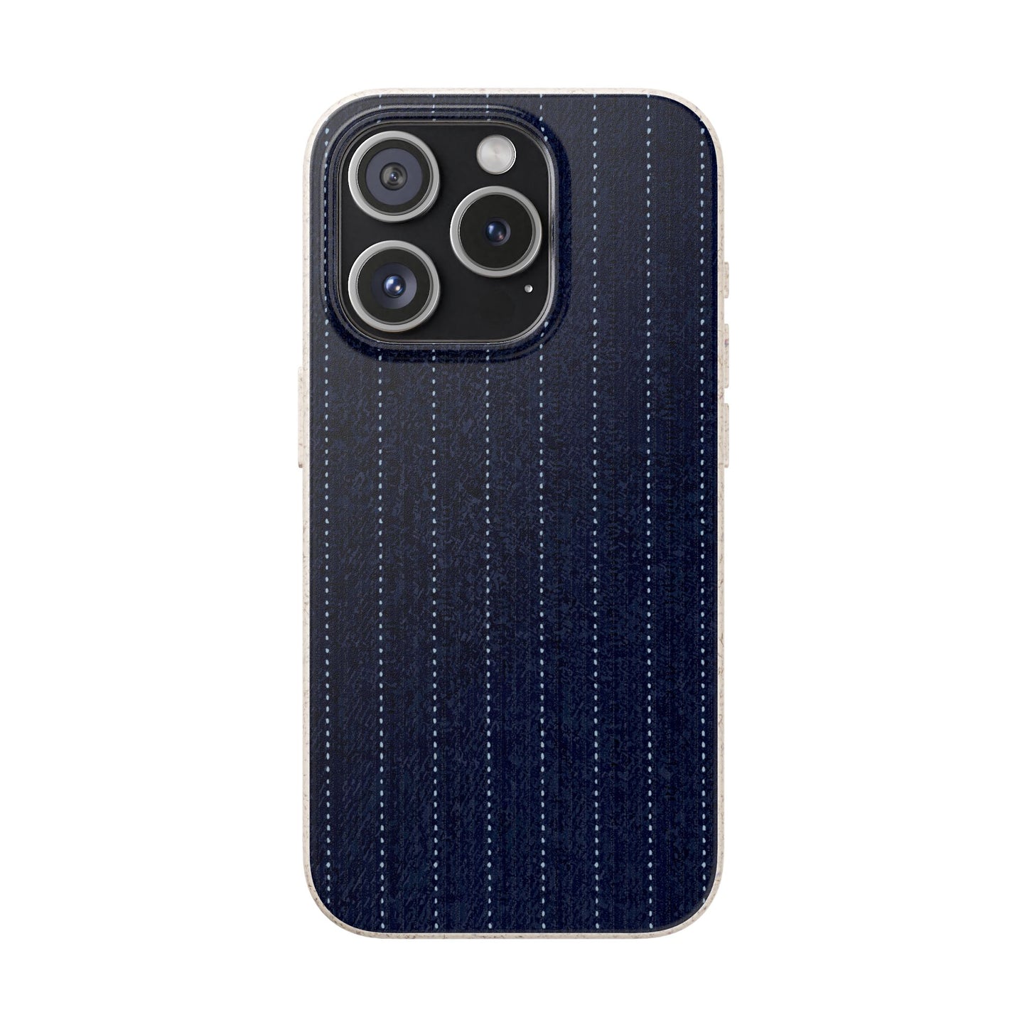 Biodegradable Pinstripe Phone Case — Eco-Friendly Navy Fabric Phone Cover for Apple iPhone and Samsung Galaxy.