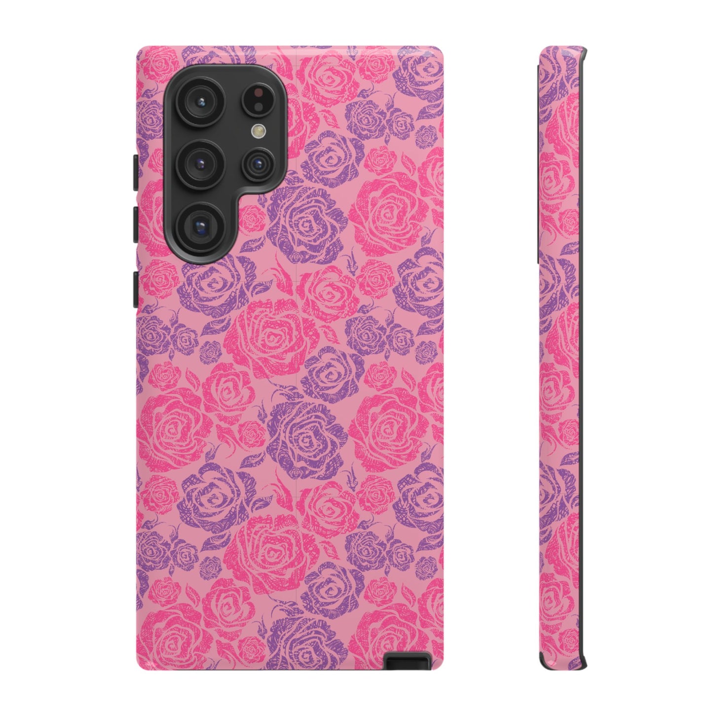 Pink & Lavender Rose Pattern Tough Phone Case
