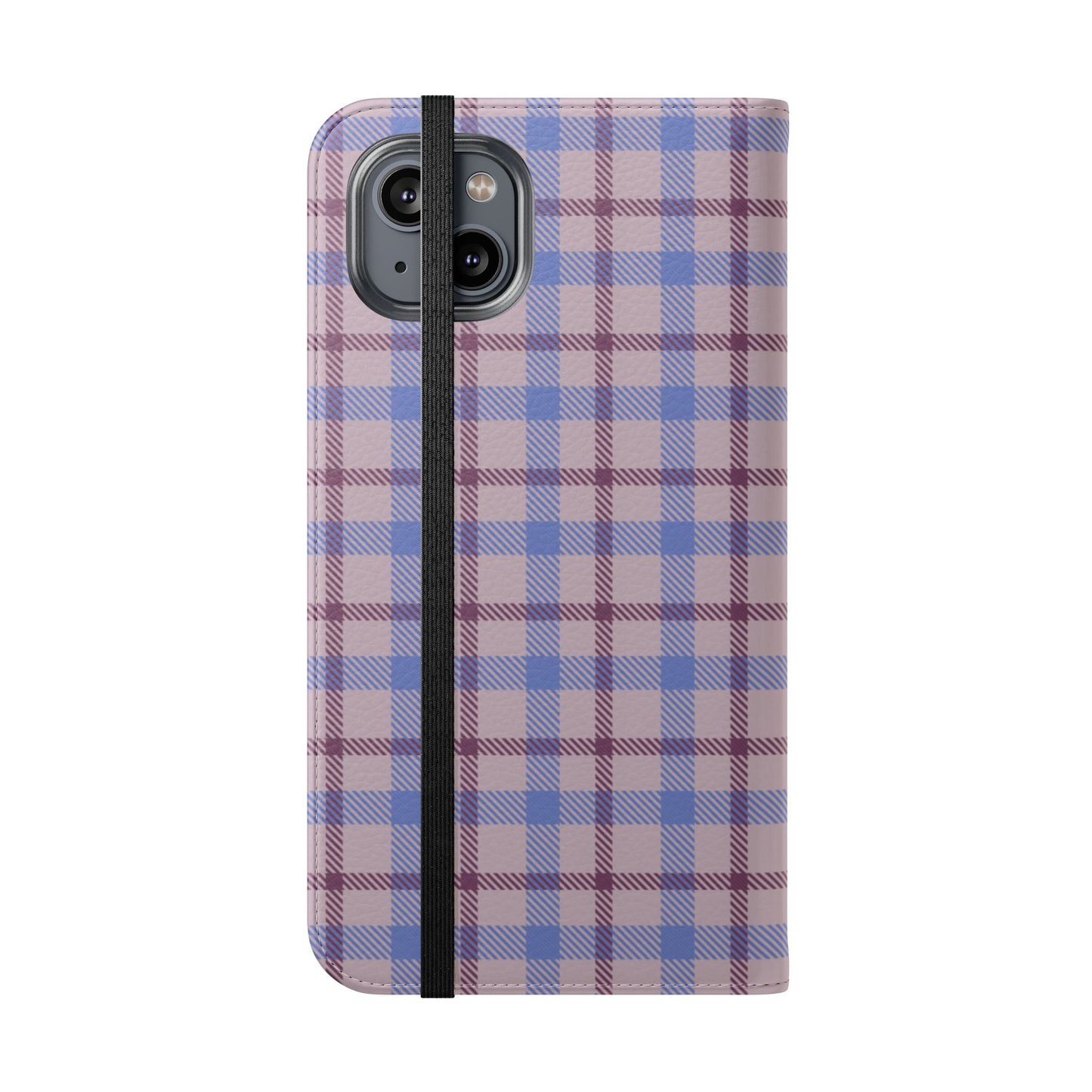 Tartan Flip Phone Case — Blue & Purple Plaid Wallet Cover