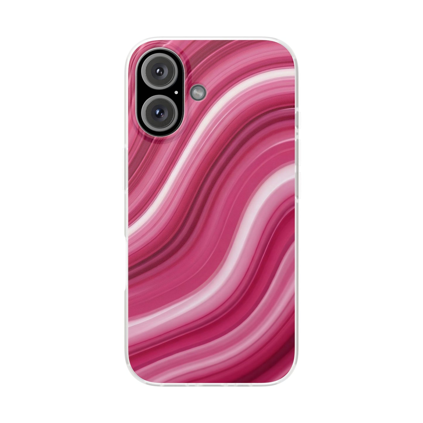Pink Marble Wave Phone Case — Abstract Swirl Flexi Case for Apple iPhone, Samsung Galaxy.