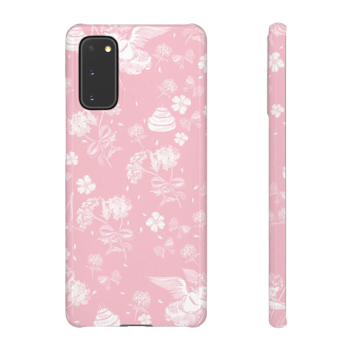 Pink Floral Slim Phone Case for Apple iPhone, Samsung Galaxy and Google Pixel.