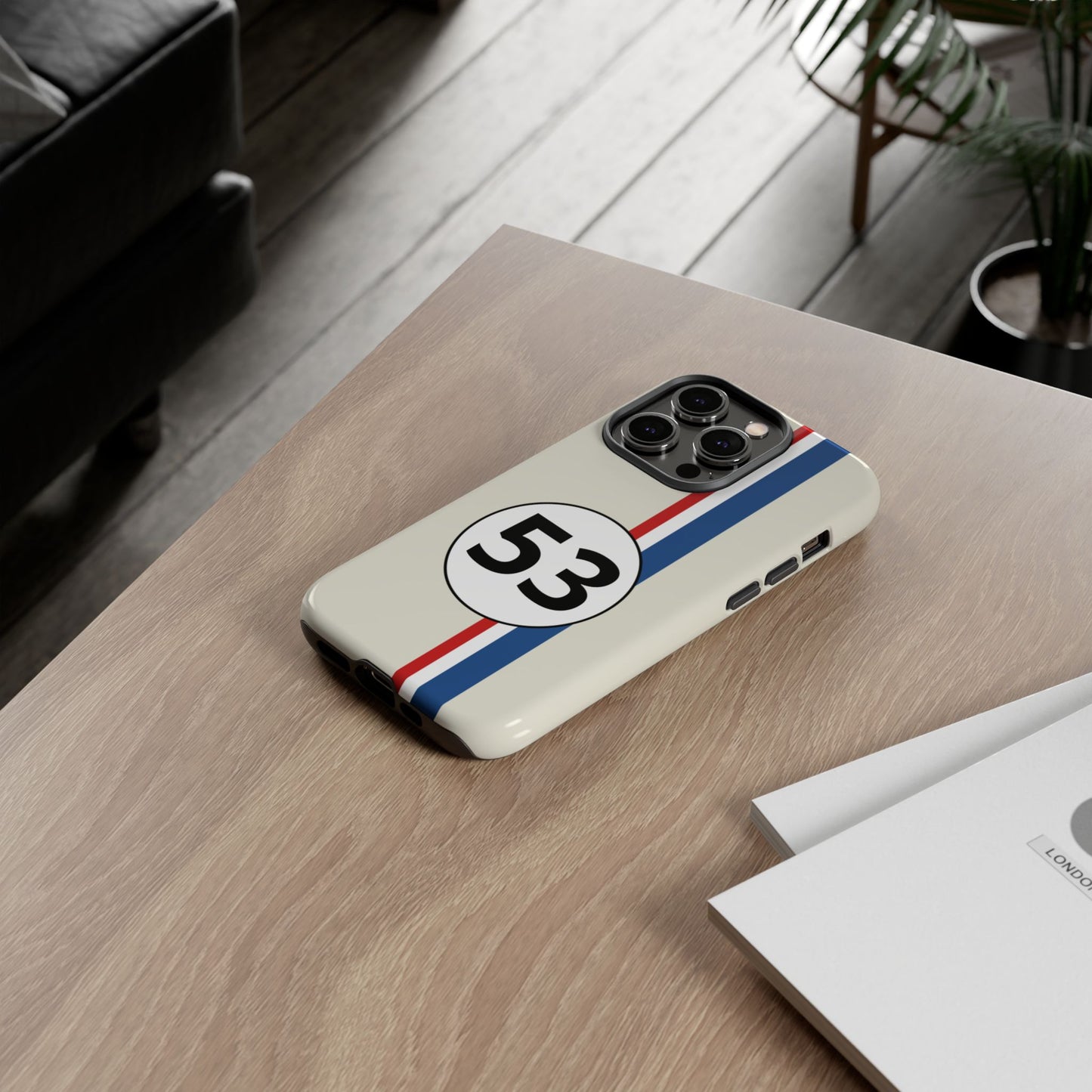 Racing Stripe Personalised Number Tough Phone Case for Apple iPhone, Samsung Galaxy and Google Pixel.