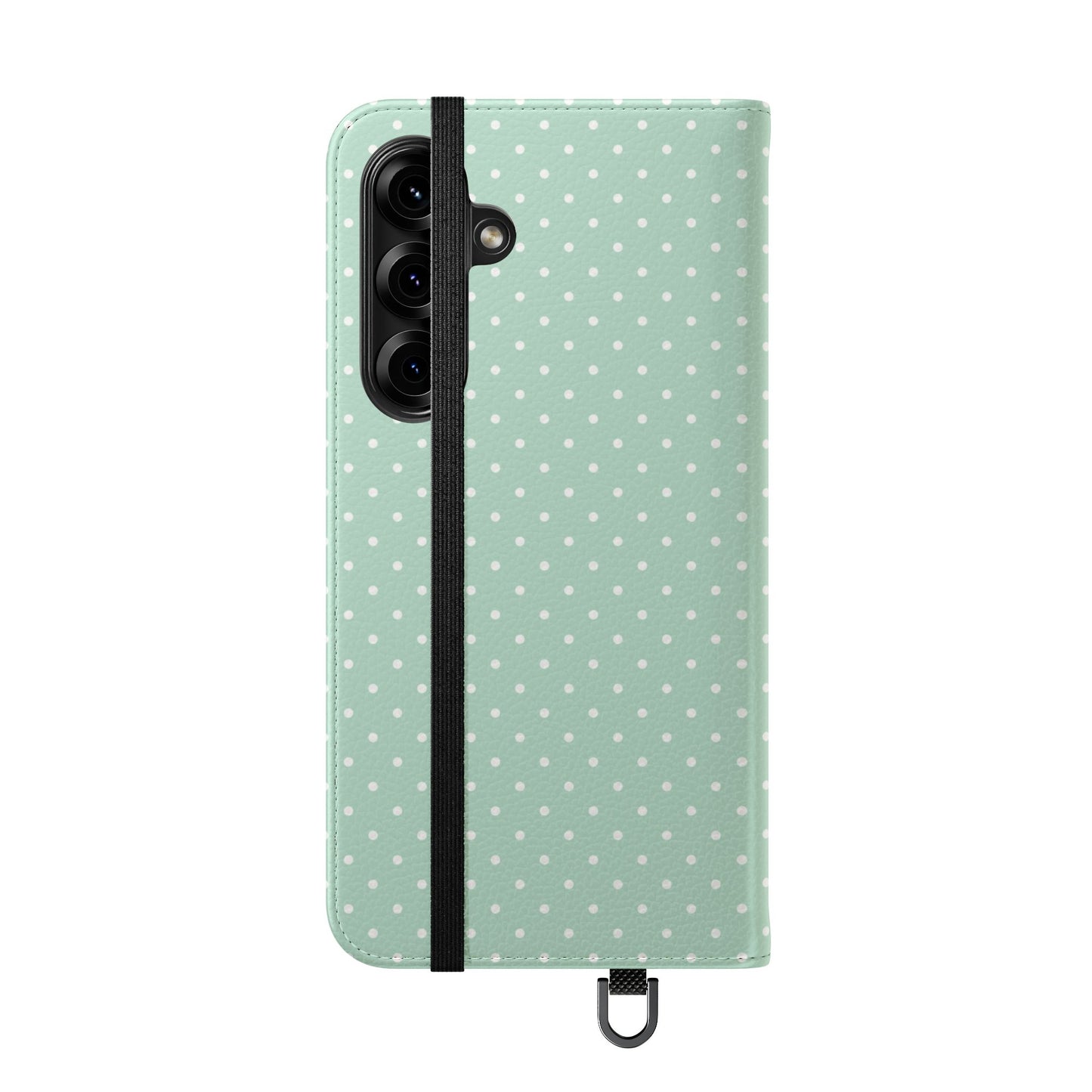 Polka Dot Flip Phone Case — Pastel Green-White Polka Dot Wallet Cover