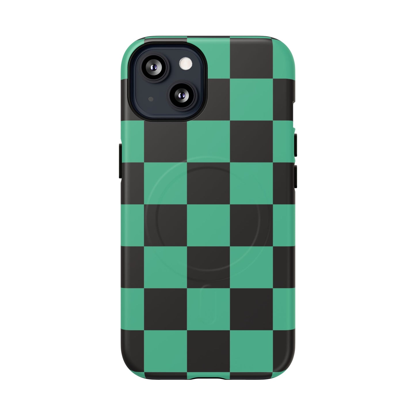 Tanjiro Magnetic Phone Case — Green and Black Chequered Tough Protective MagSafe Case