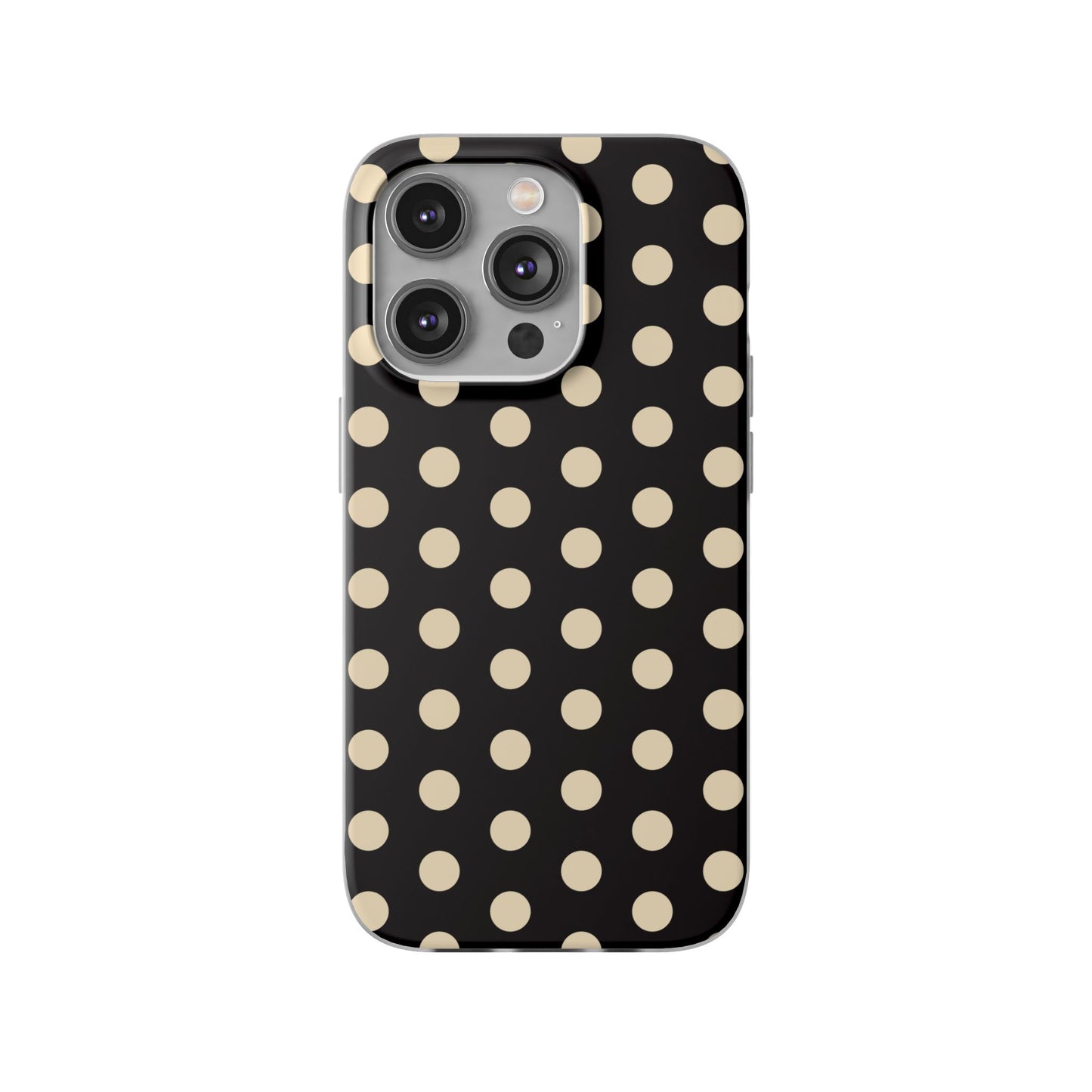 Black & Cream Retro Polka Dot Flexi Case for Apple iPhone, Samsung Galaxy.
