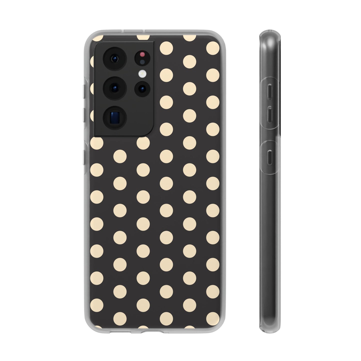 Black & Cream Retro Polka Dot Flexi Case for Apple iPhone, Samsung Galaxy.