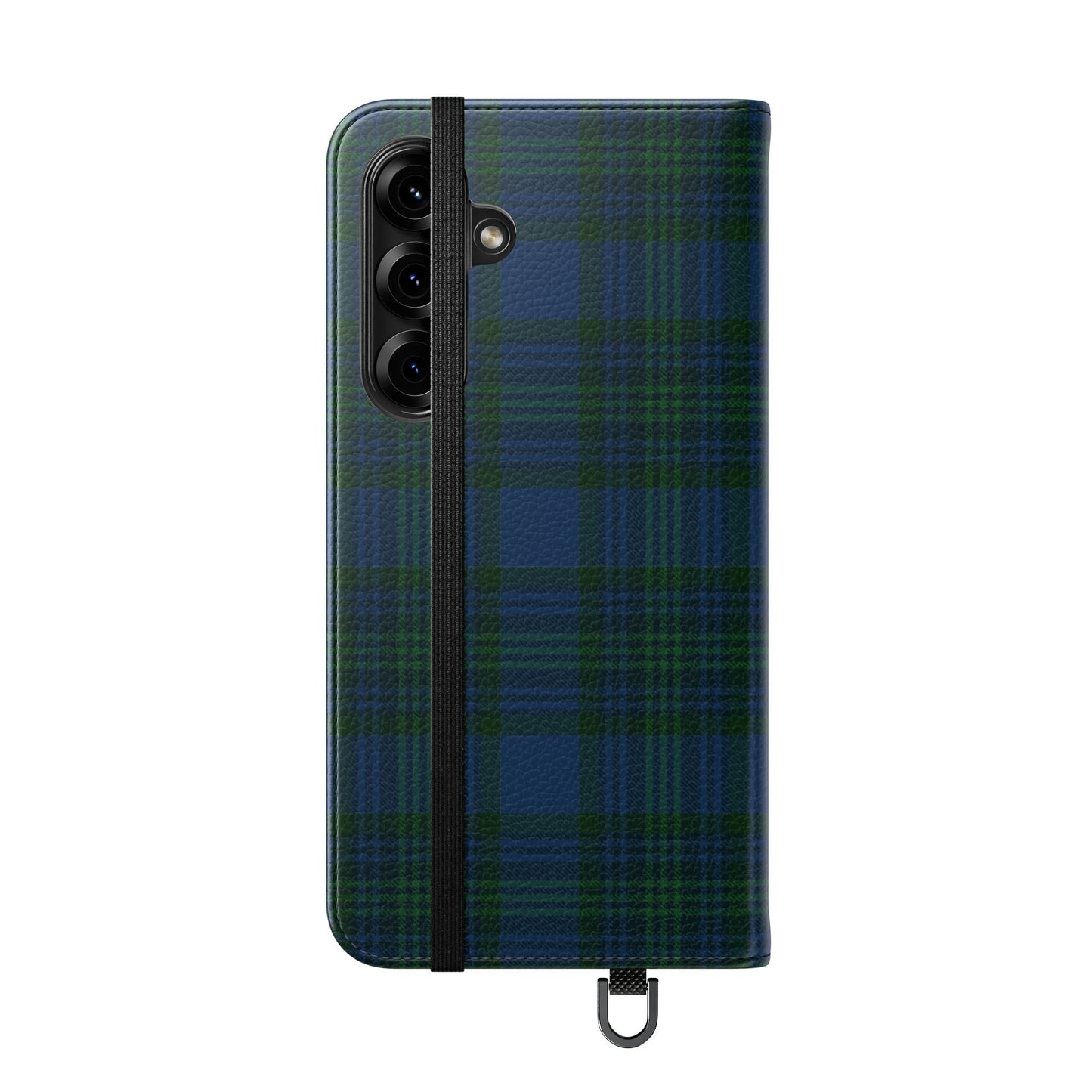 Tartan Flip Phone Case — Navy & Green Plaid Wallet Cover