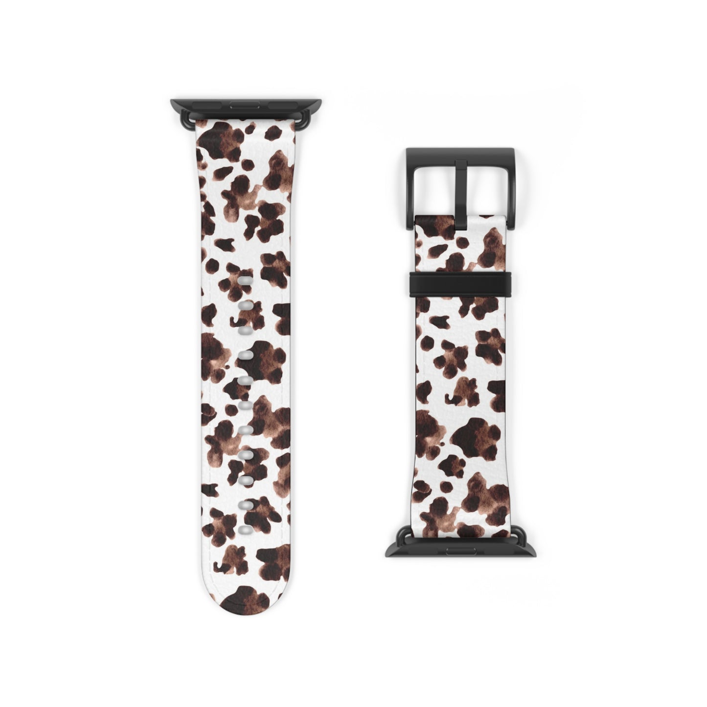 Leopard Print Leather Watch Band — Brown & White Patterned Strap for Apple Watch